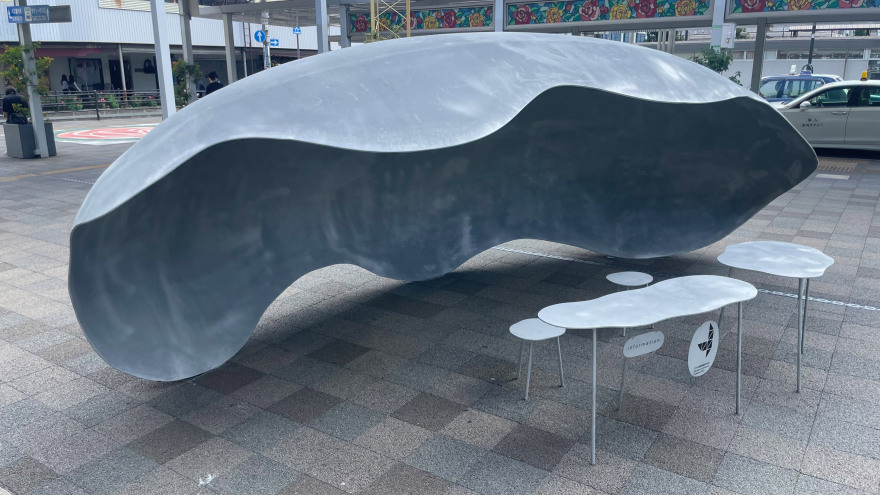 Junya Ishigami places cloud-like kiosk "on the verge of falling over" in Fukuyama-0