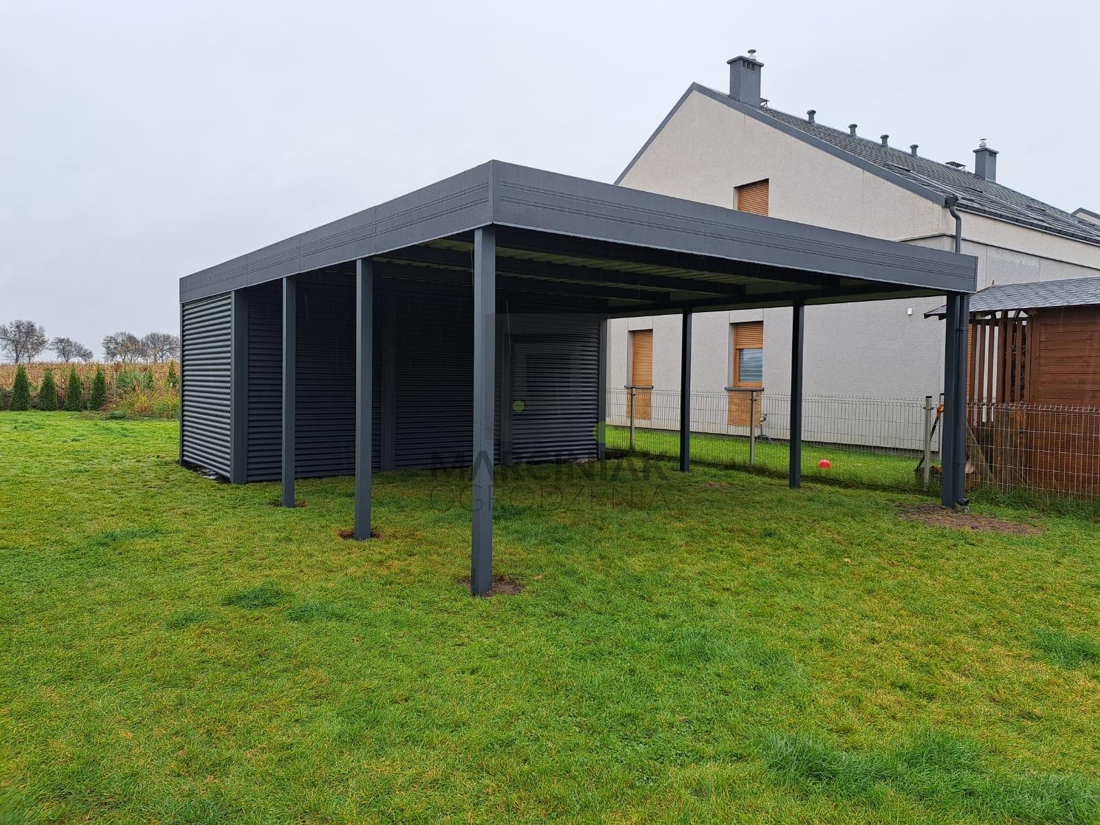 带后部杂物间的车棚及单双车位车棚项目丨波兰绿山城-23