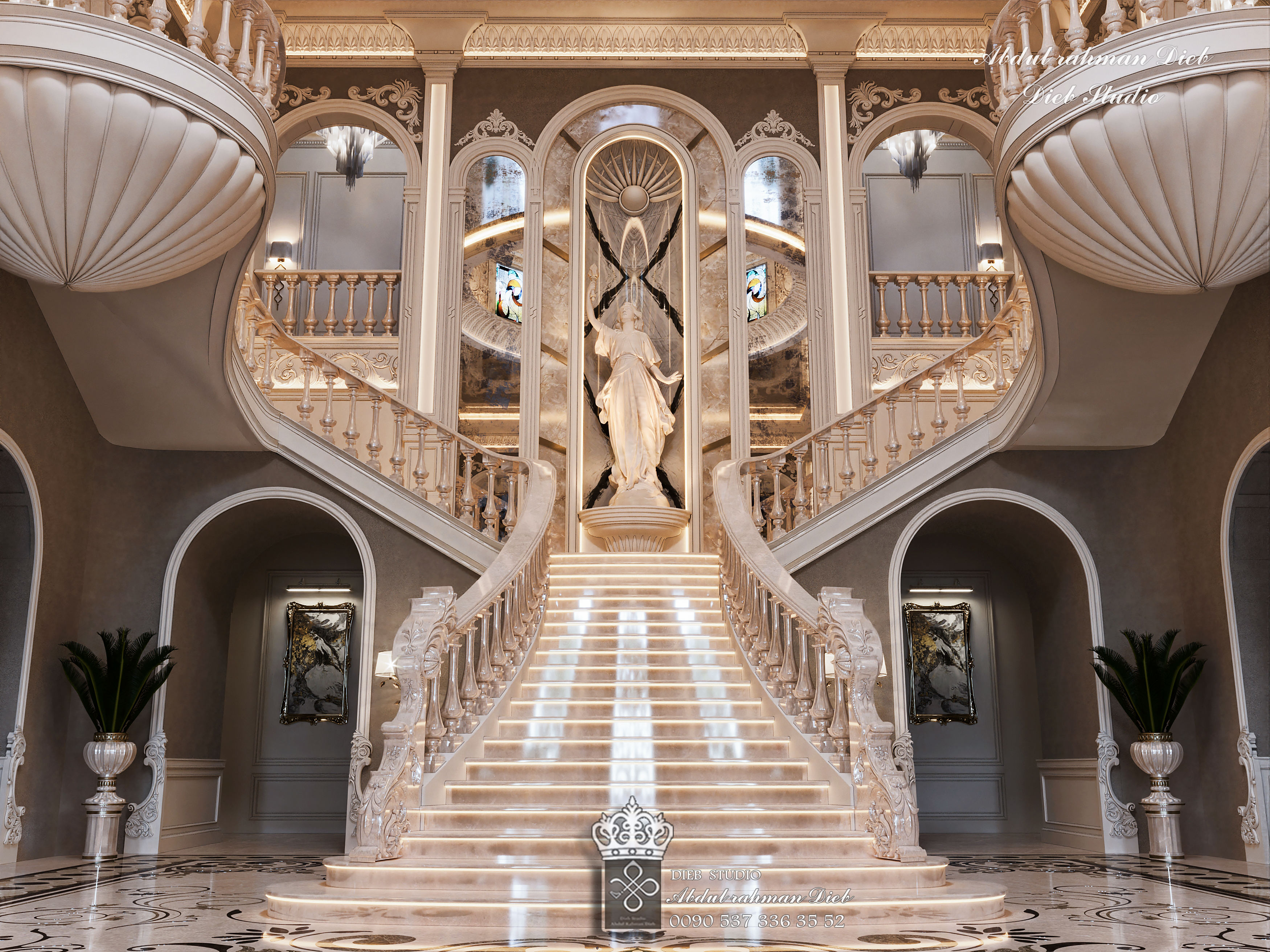 Classical fantasy palace entrance hall-6