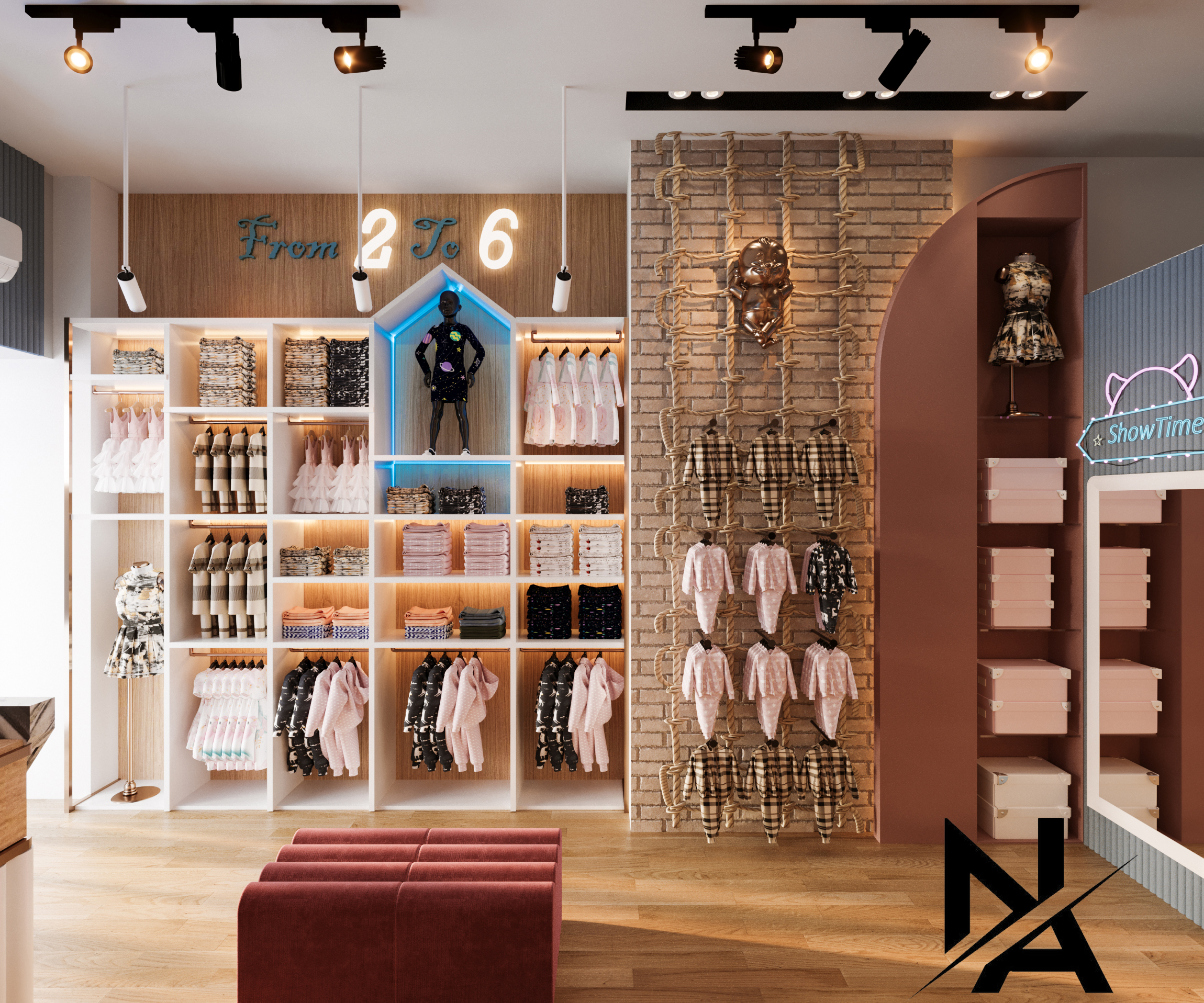 Kids clothing shop interior design-3