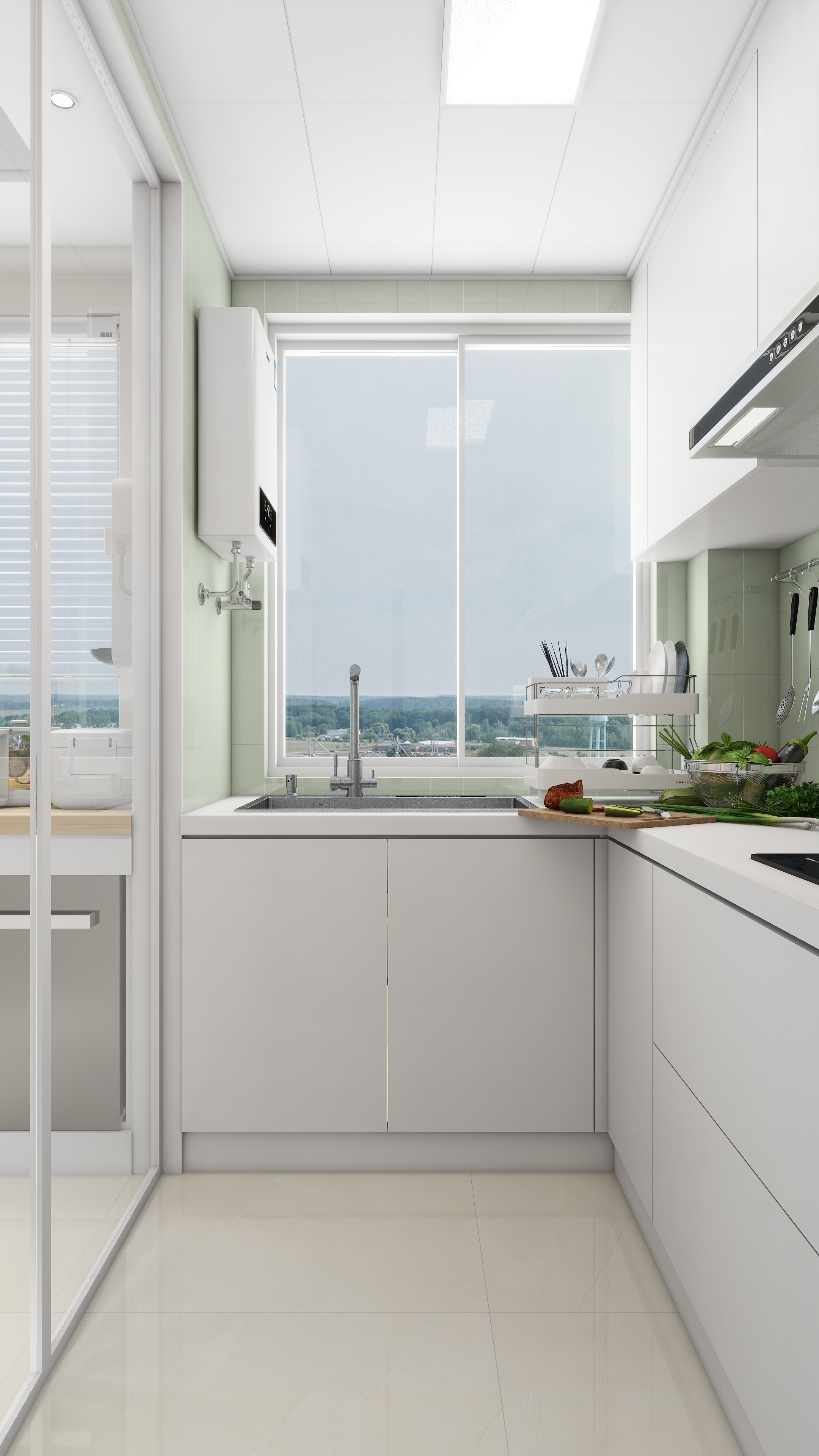 90㎡治愈系奶油风丨90空间设计-21