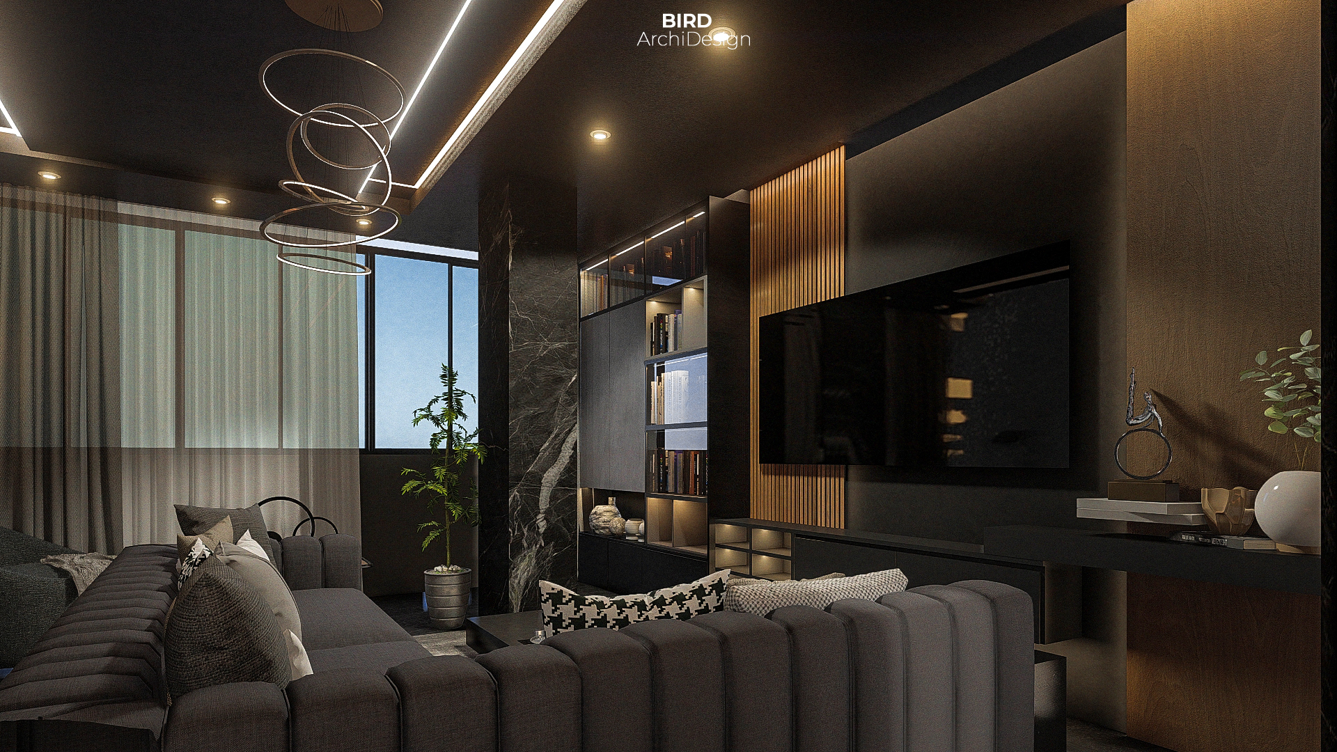 Dark Open Space / Interior Design-0