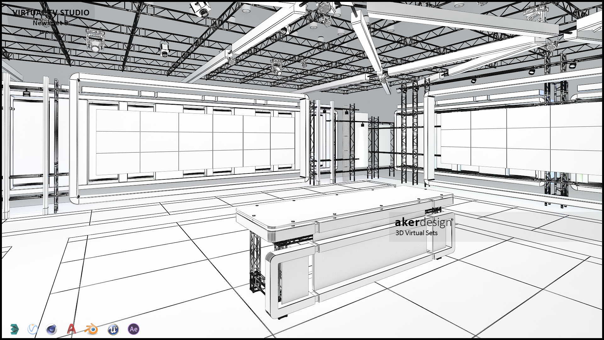 虚拟电视演播室新闻布景 8-7