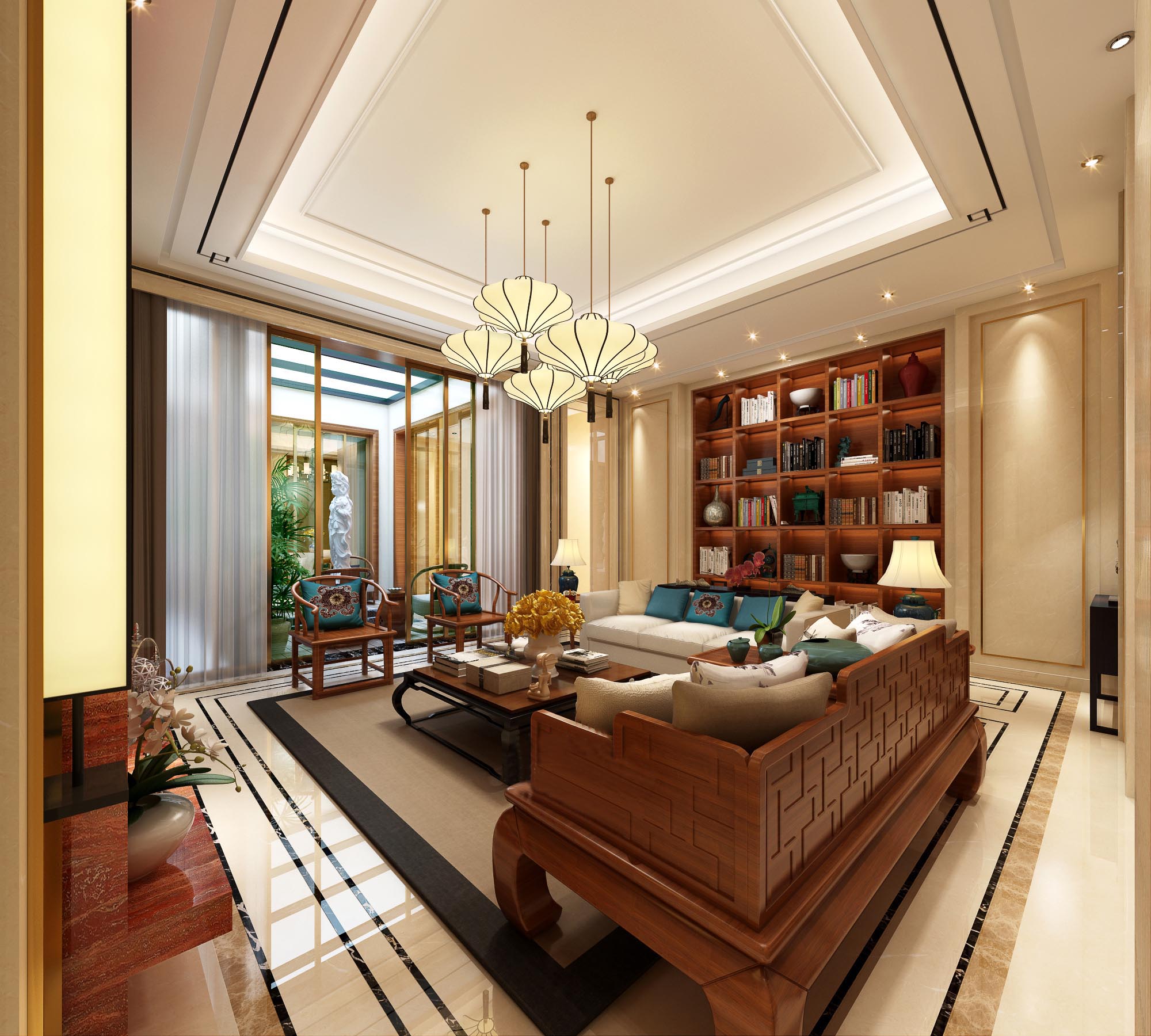 新中式 中式古典 奢华家装别墅样板房-17-20