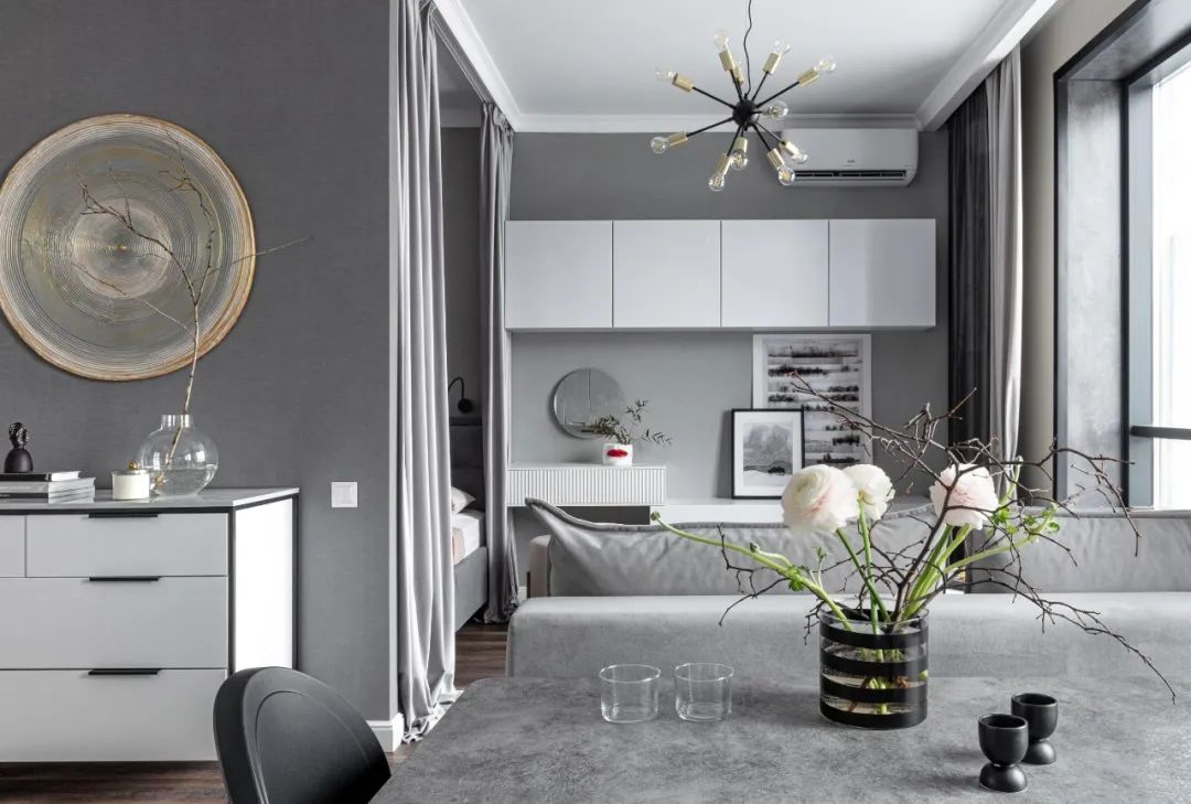40㎡灰色小公寓设计丨Alana Kalabekova-4