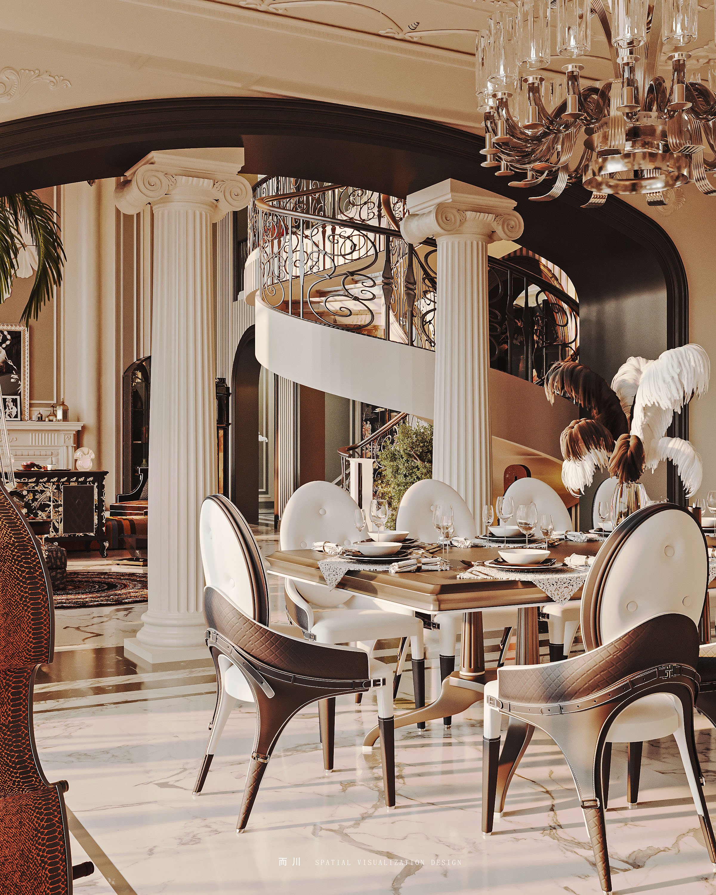 美式别墅丨而川空间可视化工作室-13