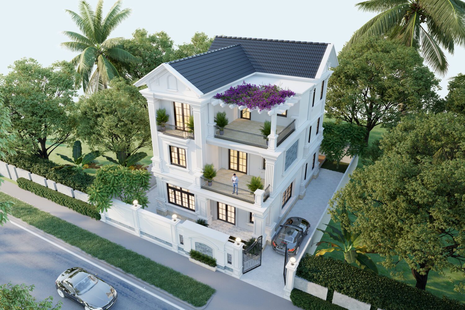 7454. Free Sketchup Villa Exterior Model Download-4