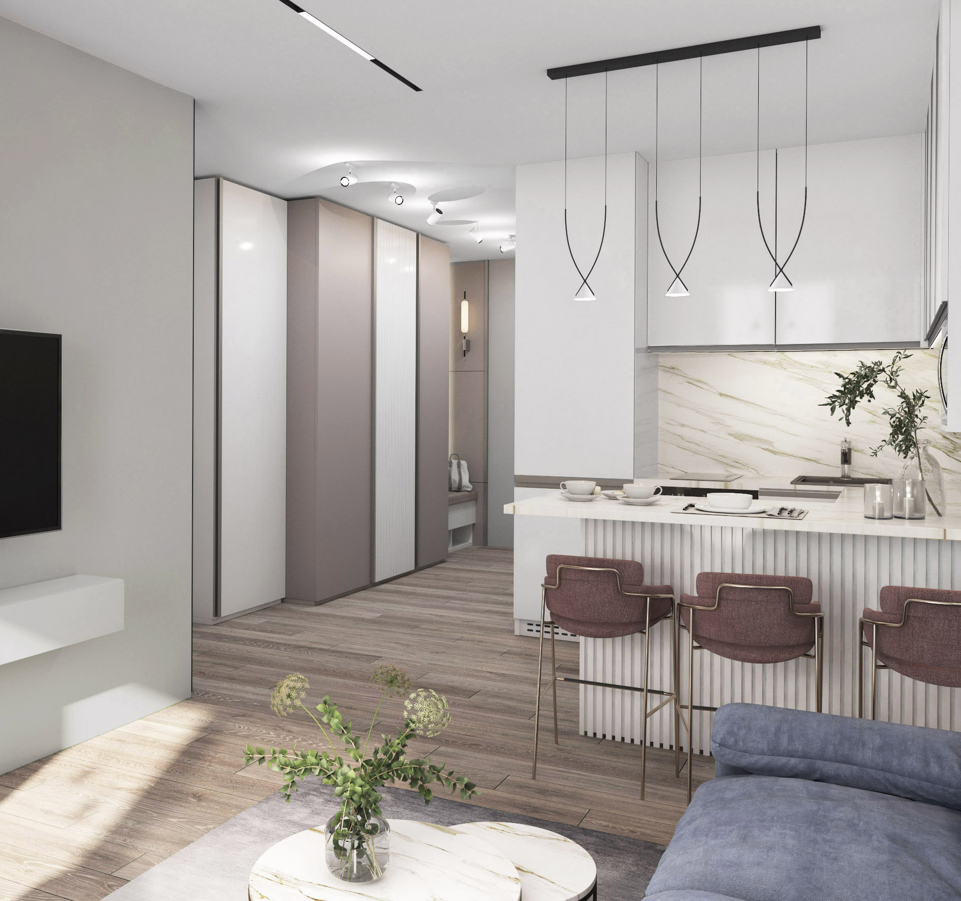 гостиная ЖК"Парк Челюскинцев"-1