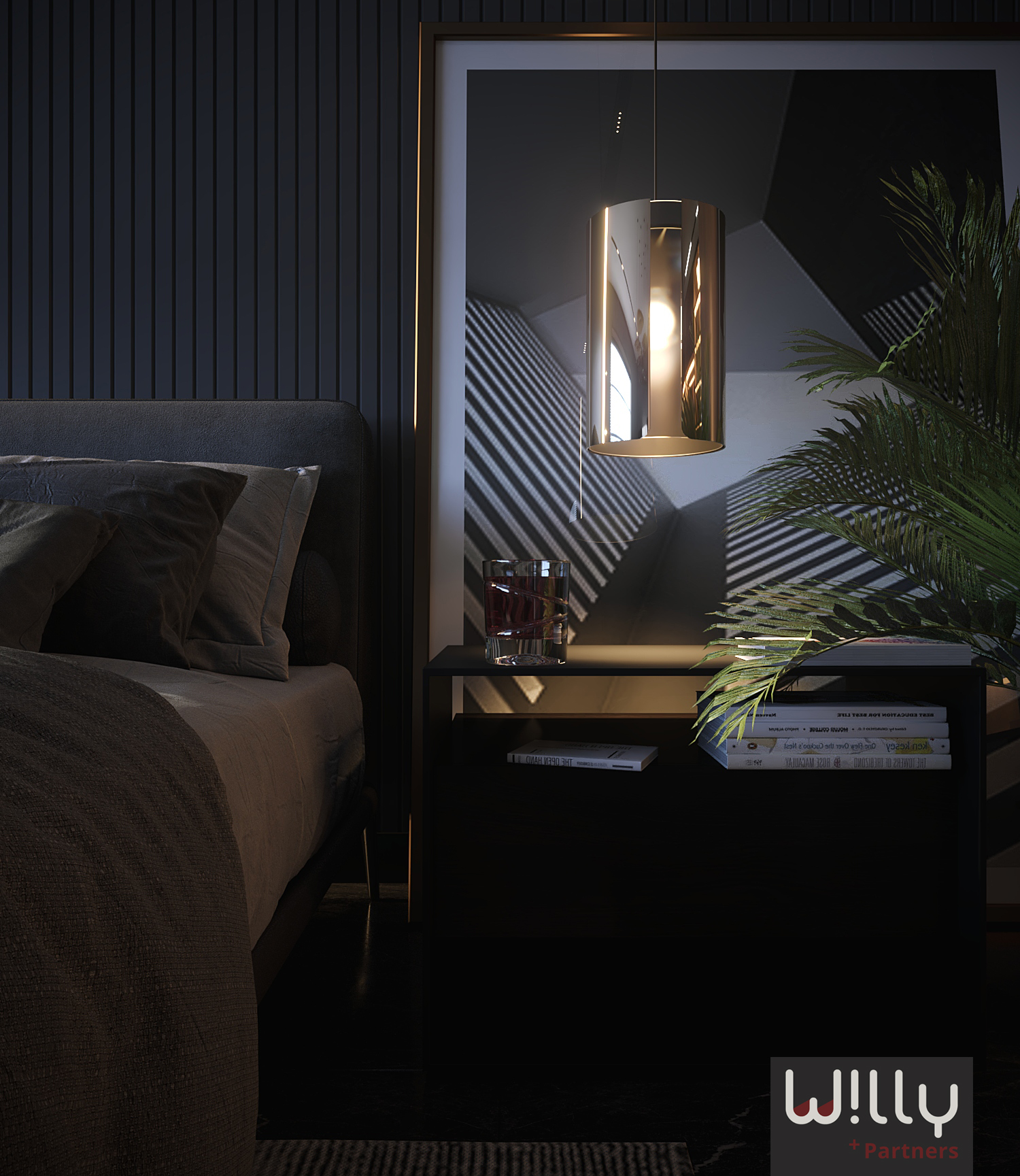 现代暗黑风格卧室设计-8