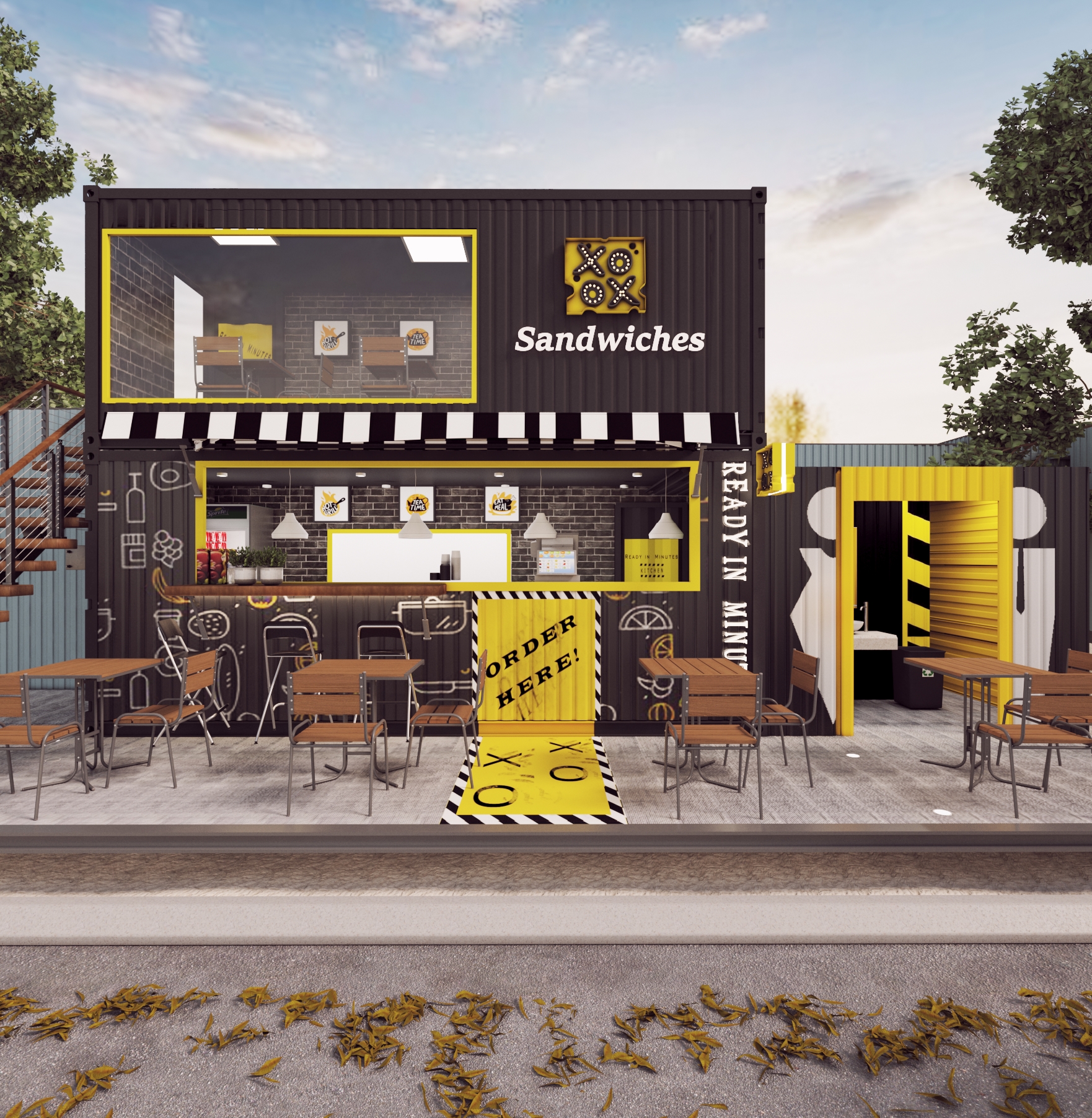 "XO" 快餐餐厅集装箱设计-1