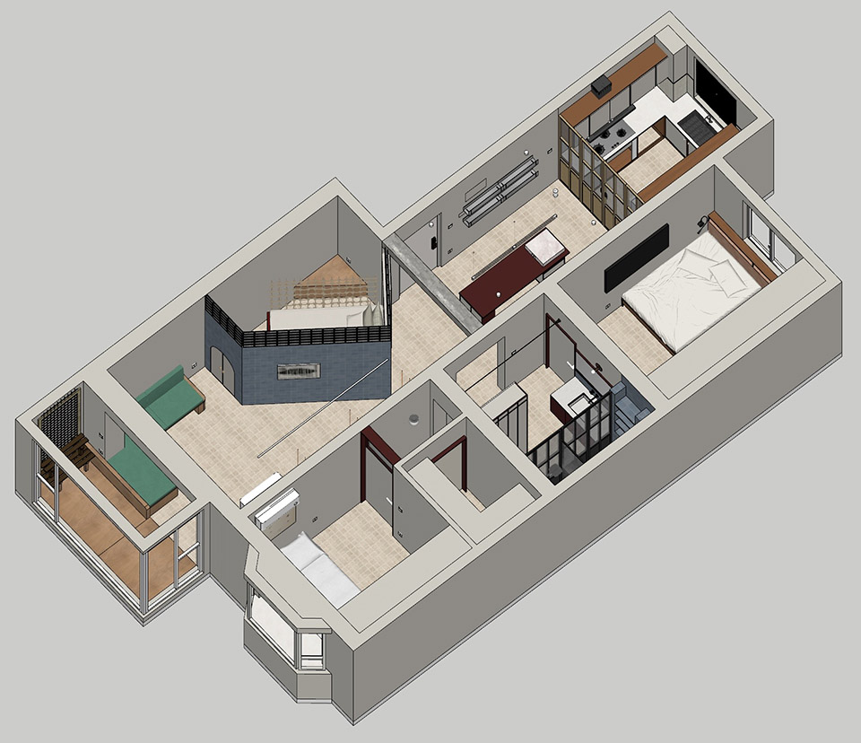 在“一线天”户型里三世同堂丨中国北京丨七巧天工设计-112
