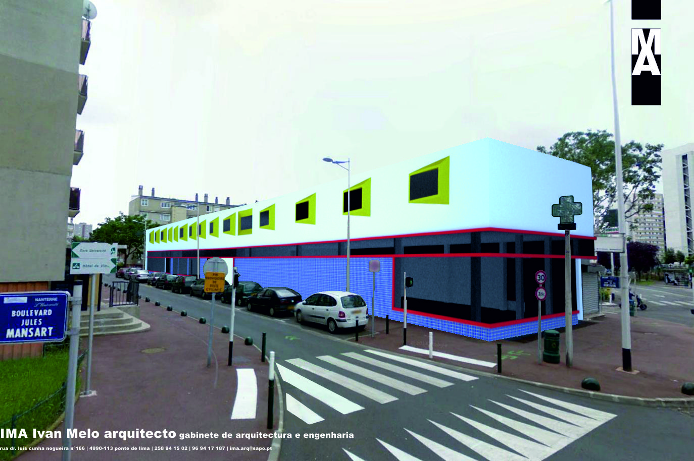 南特雷商业商店与学生住宅的现代设计-5