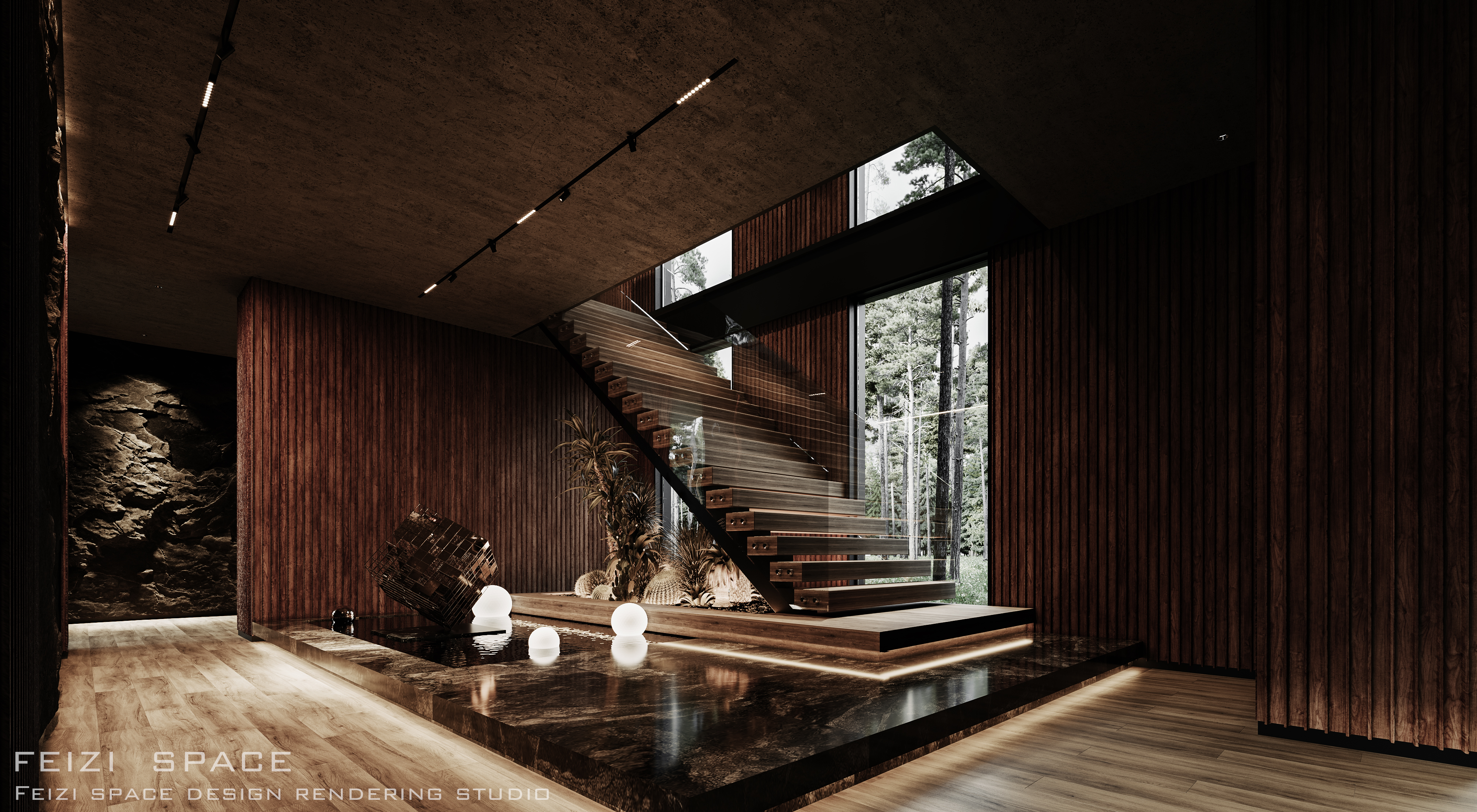 暗黑意式豪宅写实效果图-7