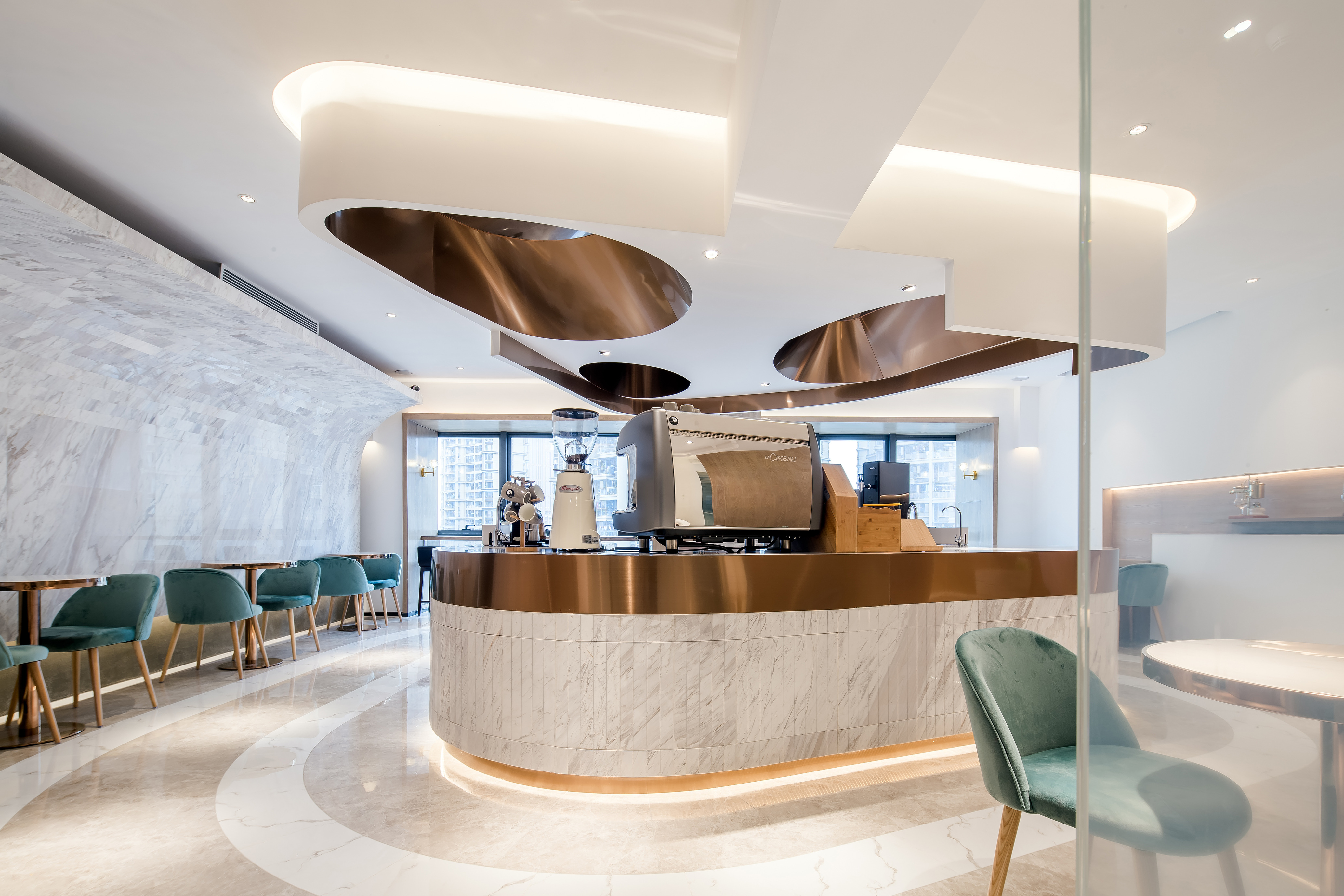 E²CAFEDesign 咖啡厅 | 弧线灵动,划分多重空间-5