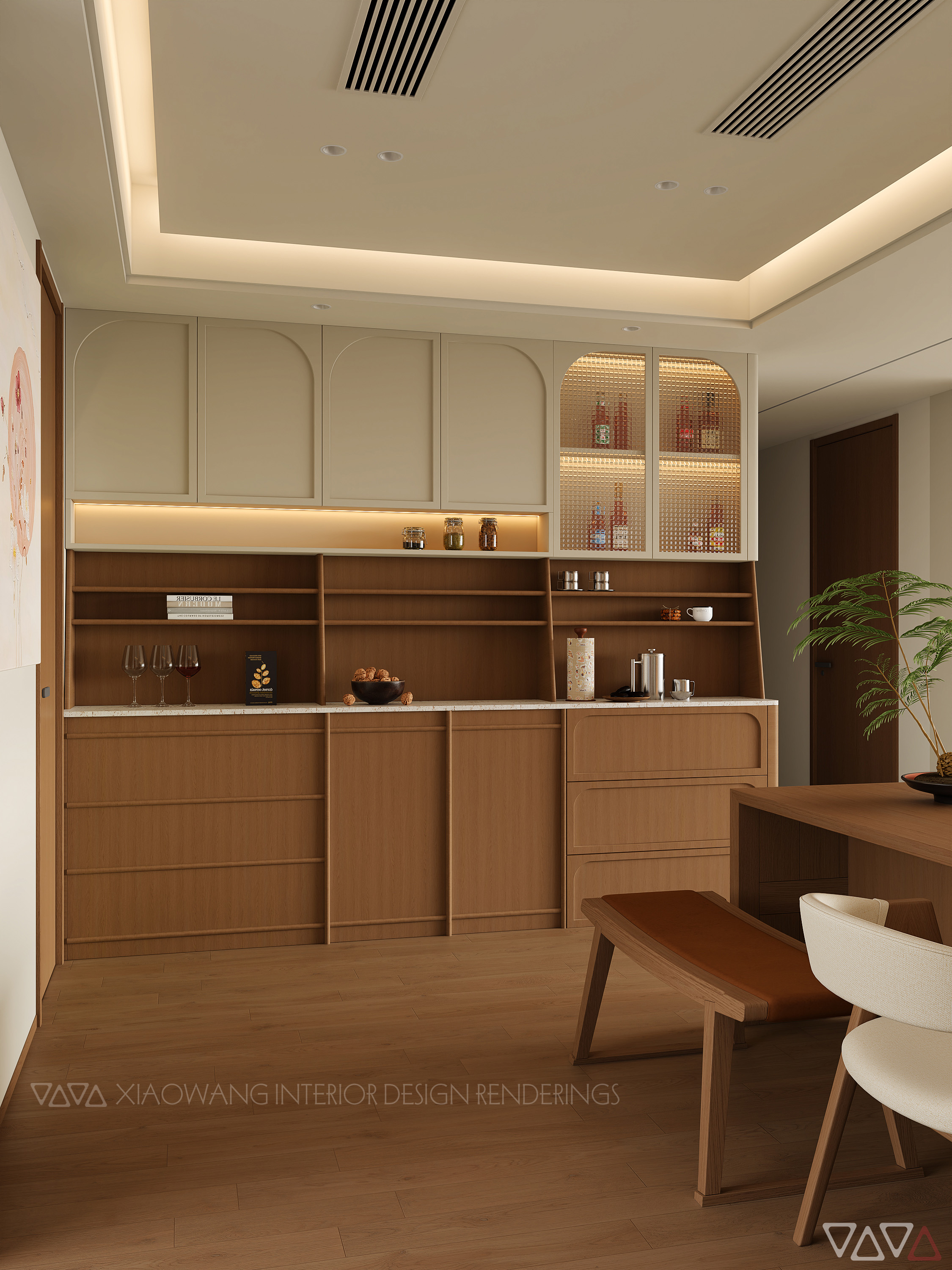 现代日式客餐厅效果图-4