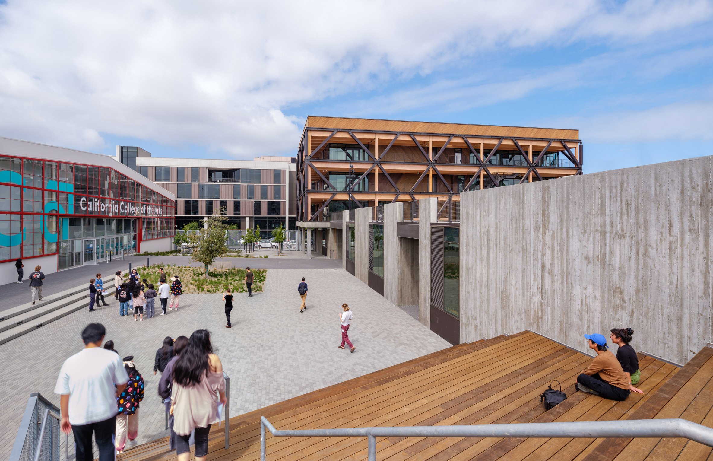 Studio Gang places "eccentric" mass-timber buildings around concrete terrace-15