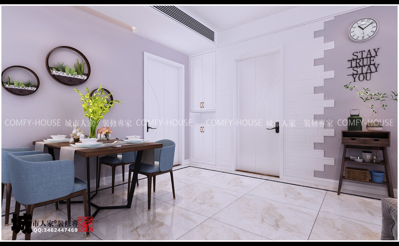 中国MALL(百步亭)两室两厅90平北欧风格装修-10