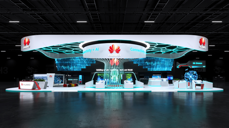 华为智能世界主题展览展位设计-6