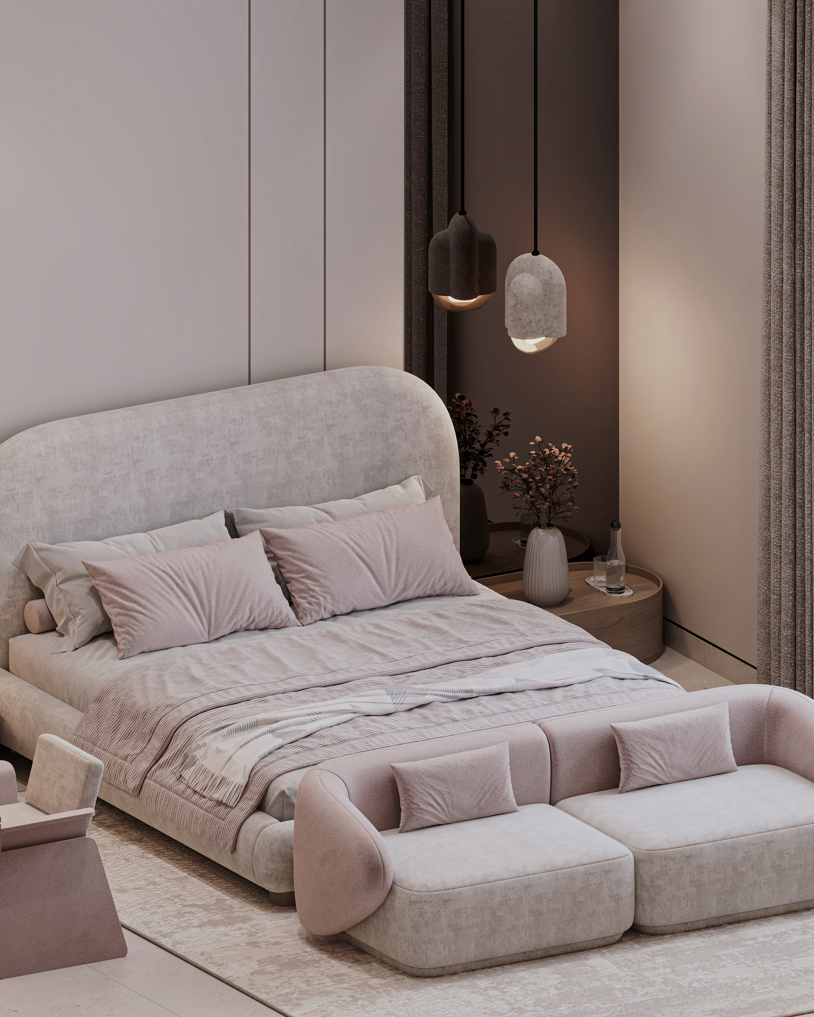 现代粉色少女卧室丨Archpix Engineering Consultants-10