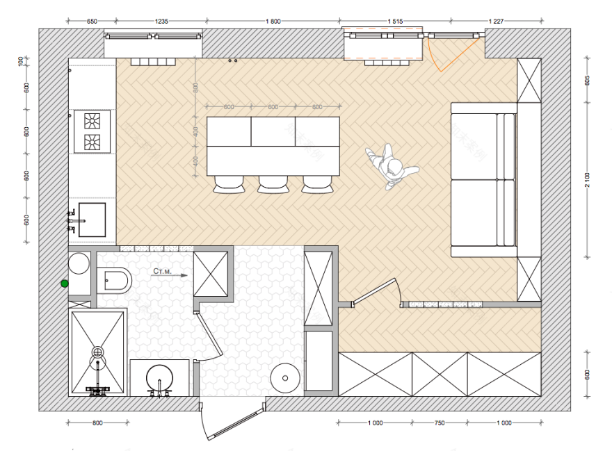 祖母绿,黄铜打造的传统雅致小宅空间-4