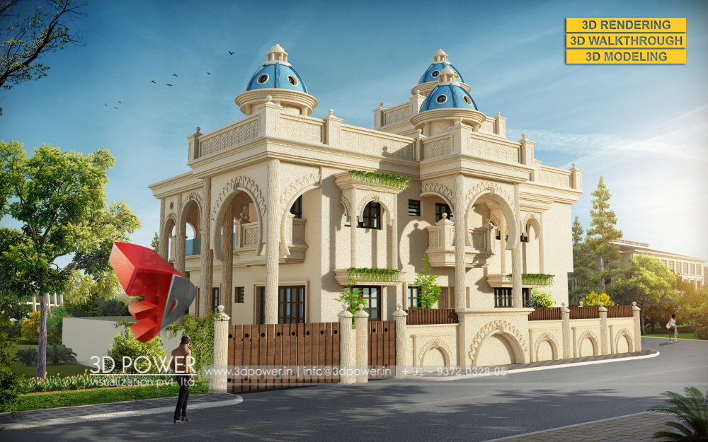 bungalow architectural rendering top 3d walkthrough rendering-20