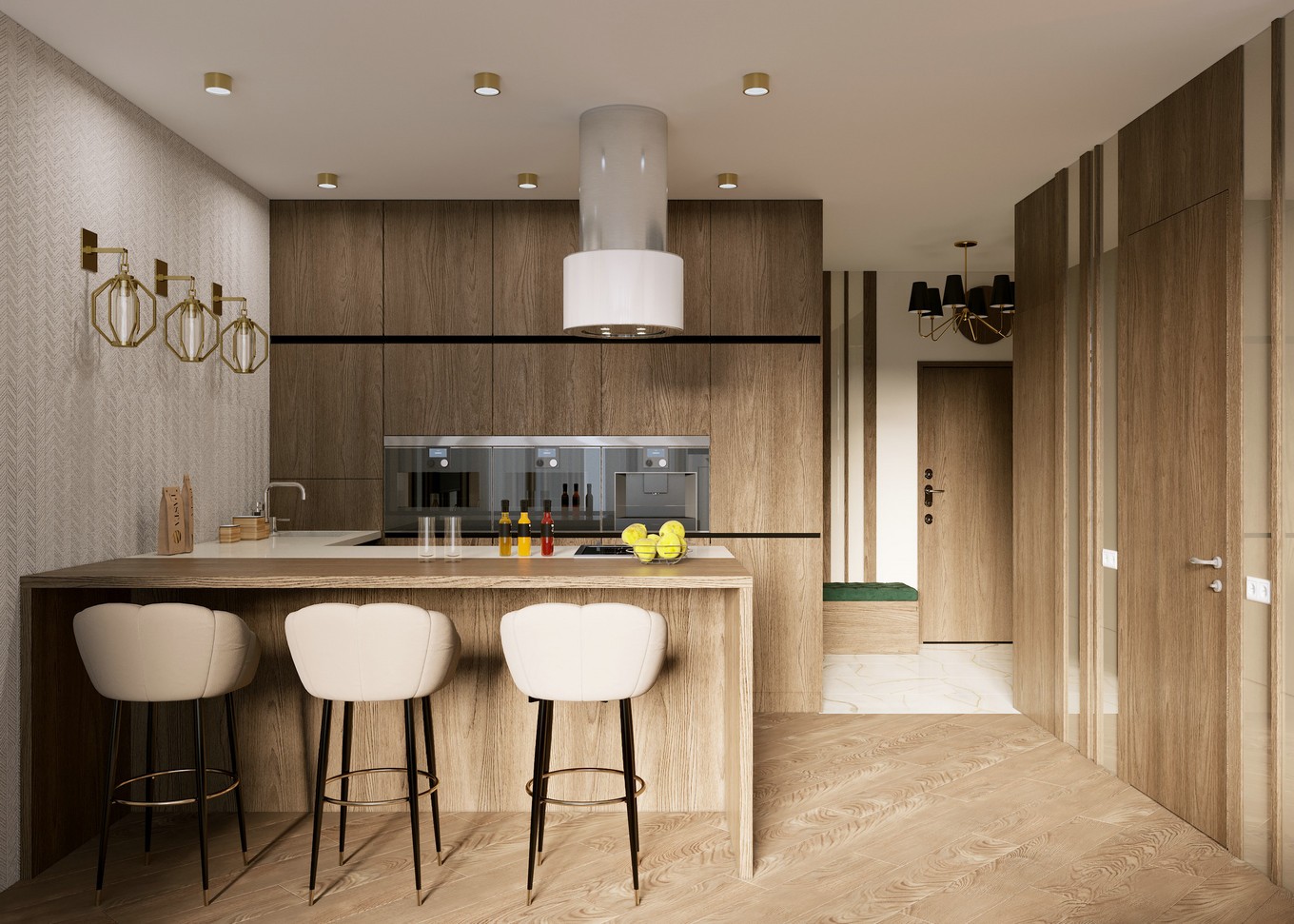 现代轻奢绿色公寓，极简之境的国外小户型设计-5