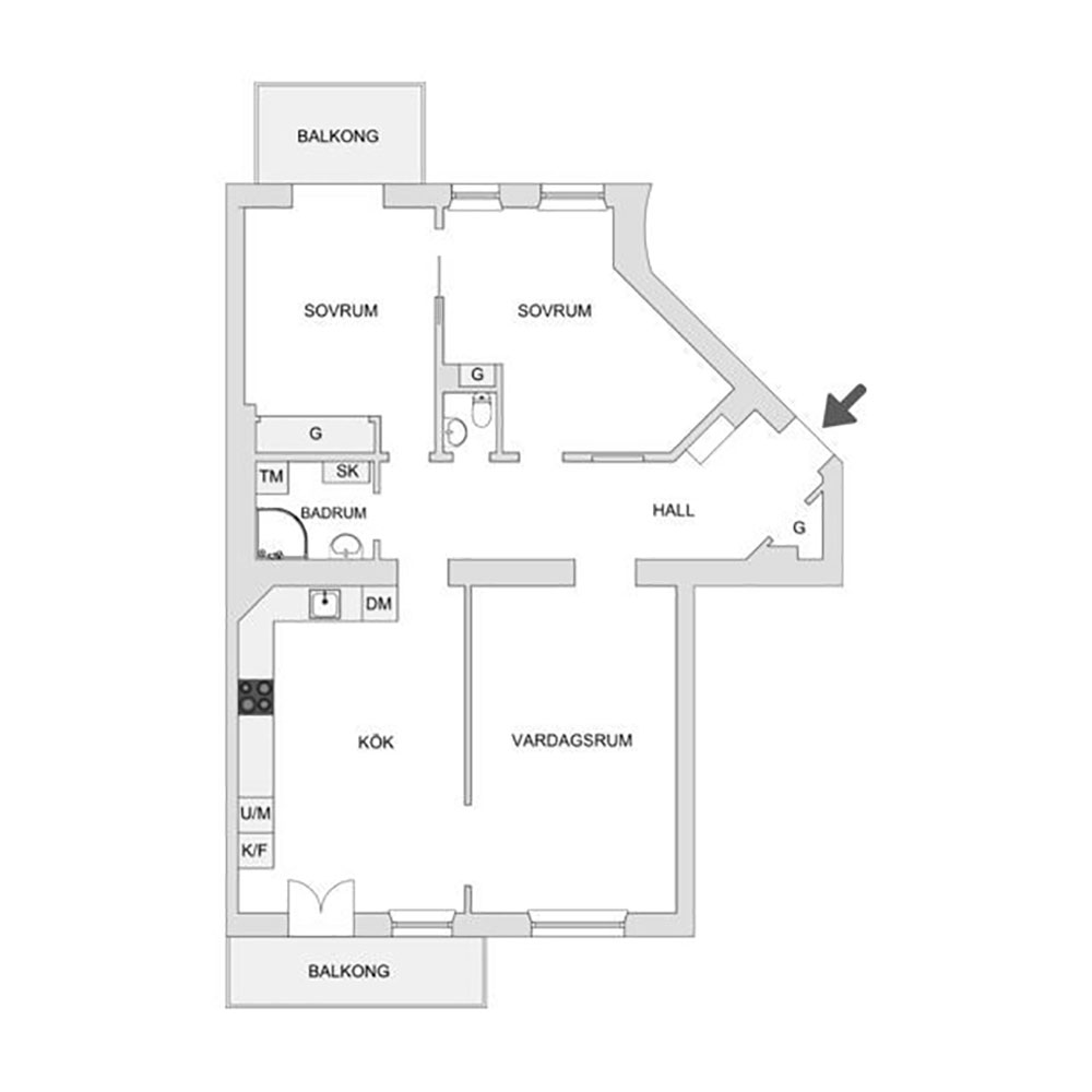 北欧风格公寓的黑色天花板设计-22