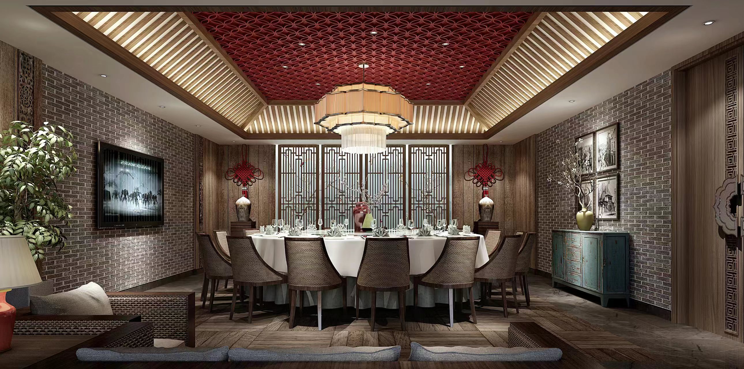 中式餐厅效果图-3