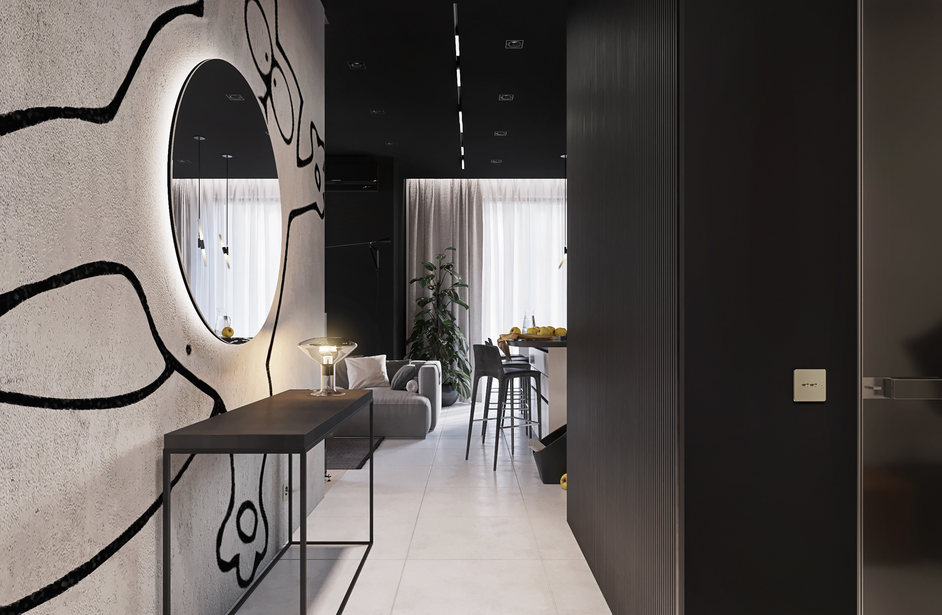 67平米--极简黑白空间-2