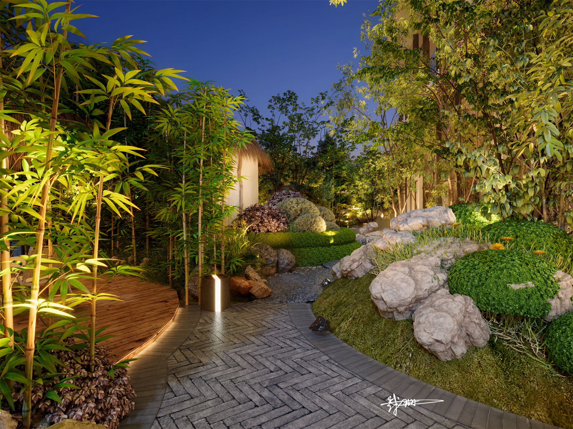 会所庭院景观设计-2