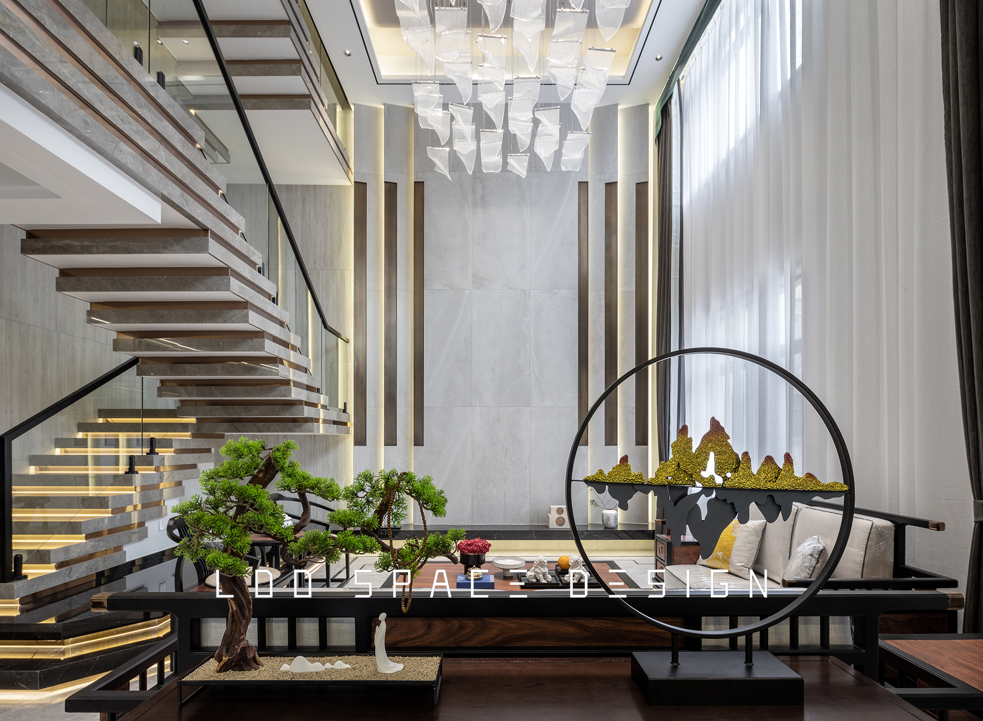 现代中式风格自建房设计丨中国丨周良艺术空间设计-3