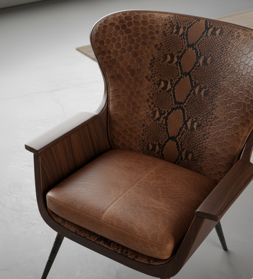 Snake Leather Armchair(蛇皮纹皮革扶手椅)丨Diana Gharaibeh-4