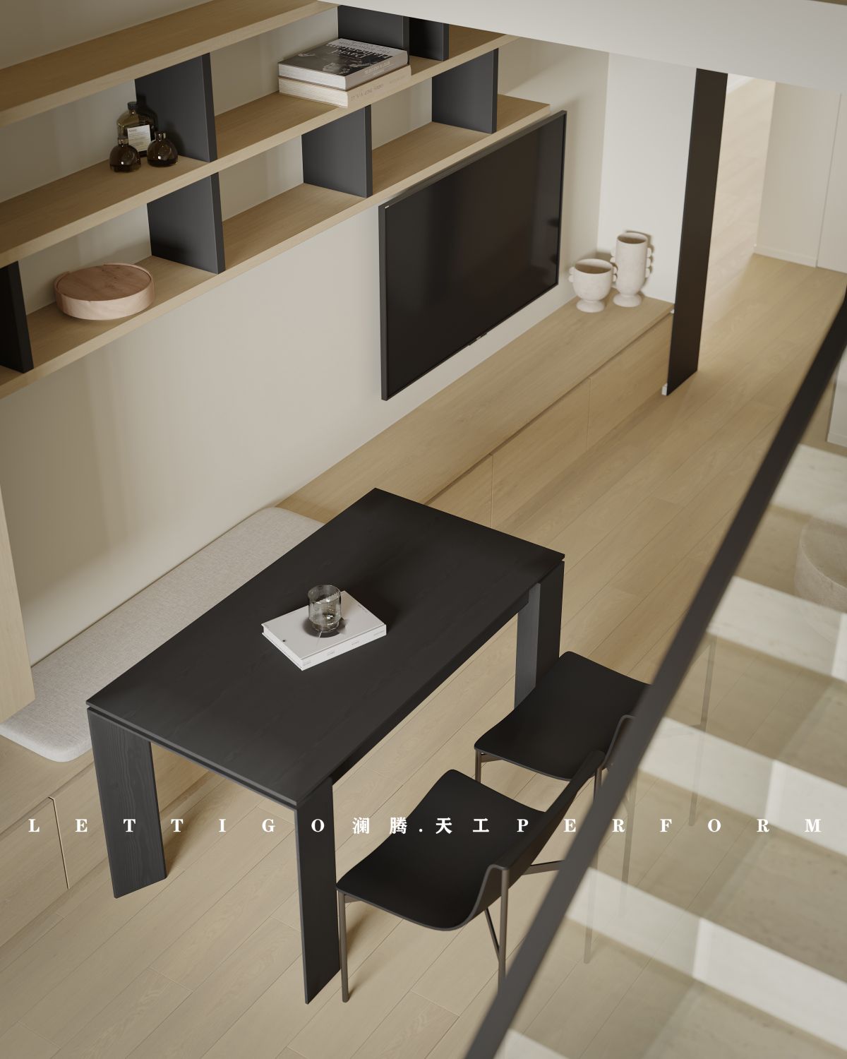 现代极简原木风LOFT公寓-7