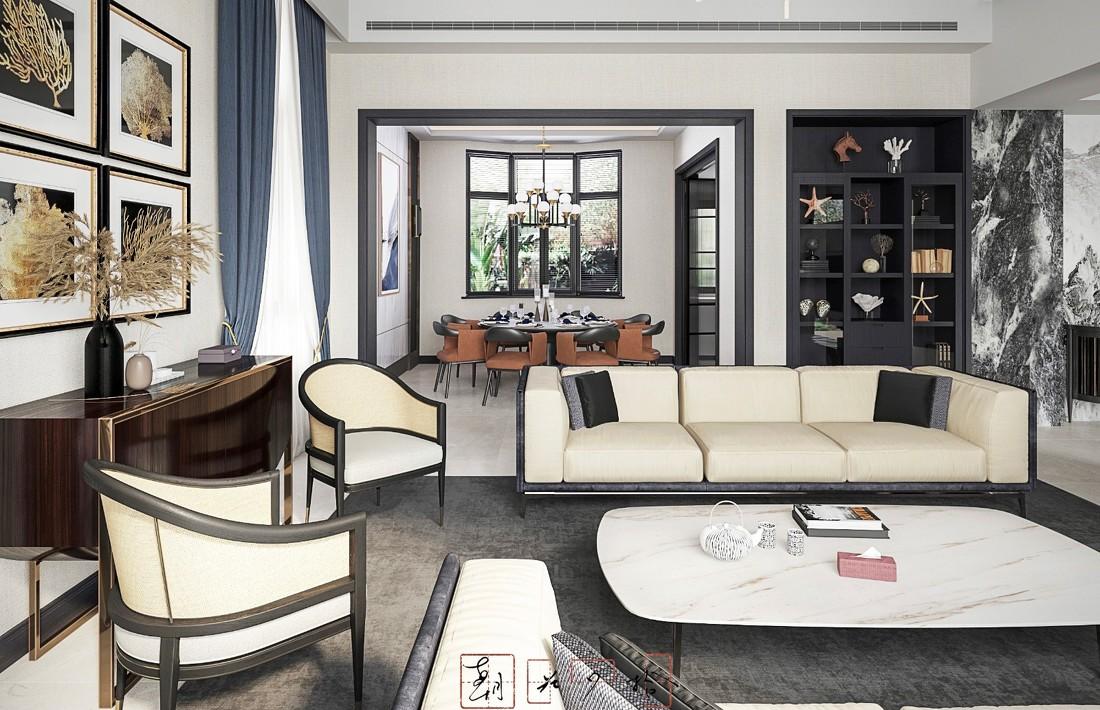 
大挑高斜屋顶的现代客厅方案 -9