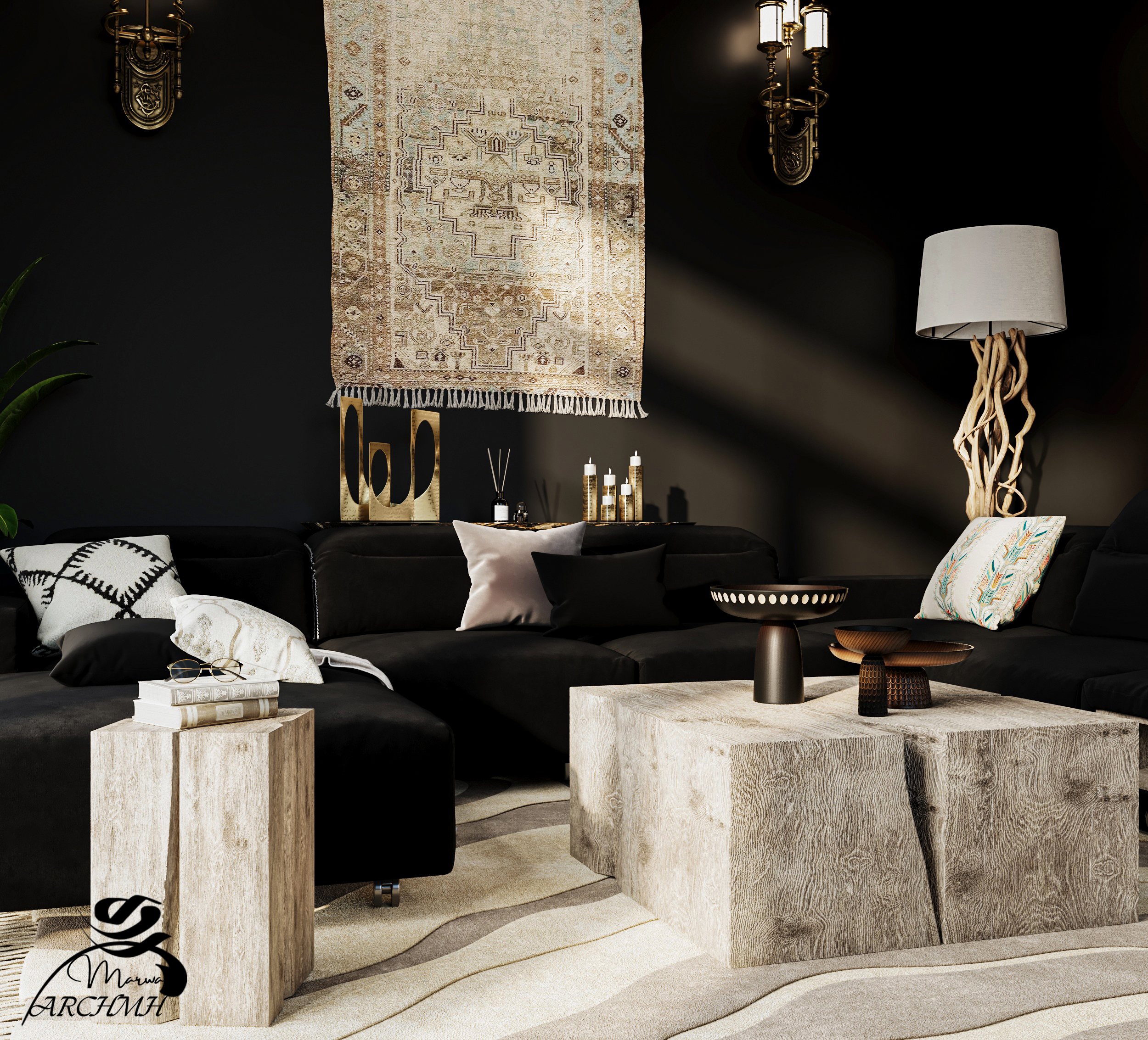 Moody Elegance | Black Interior Scene-11