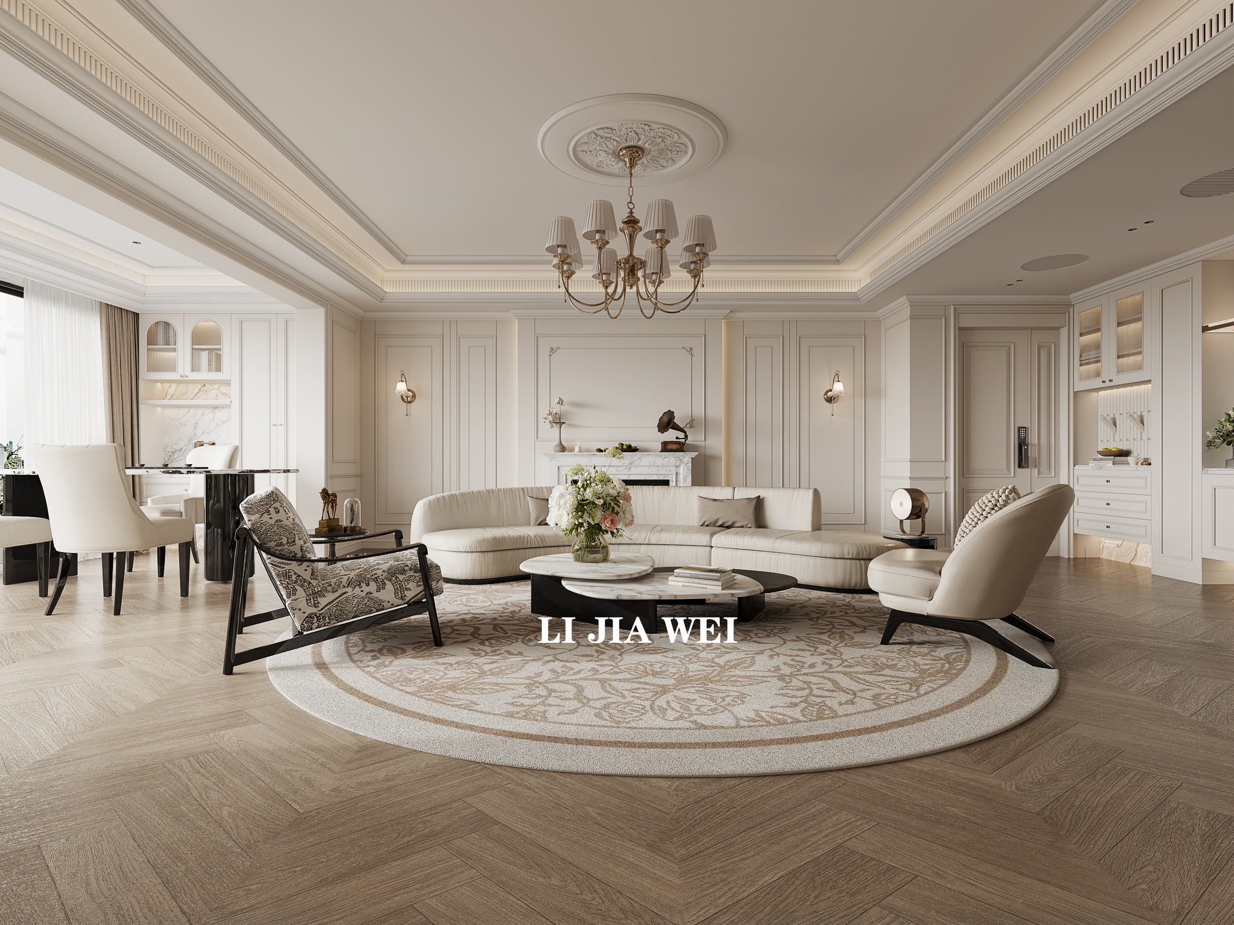 法式客厅餐厅-8