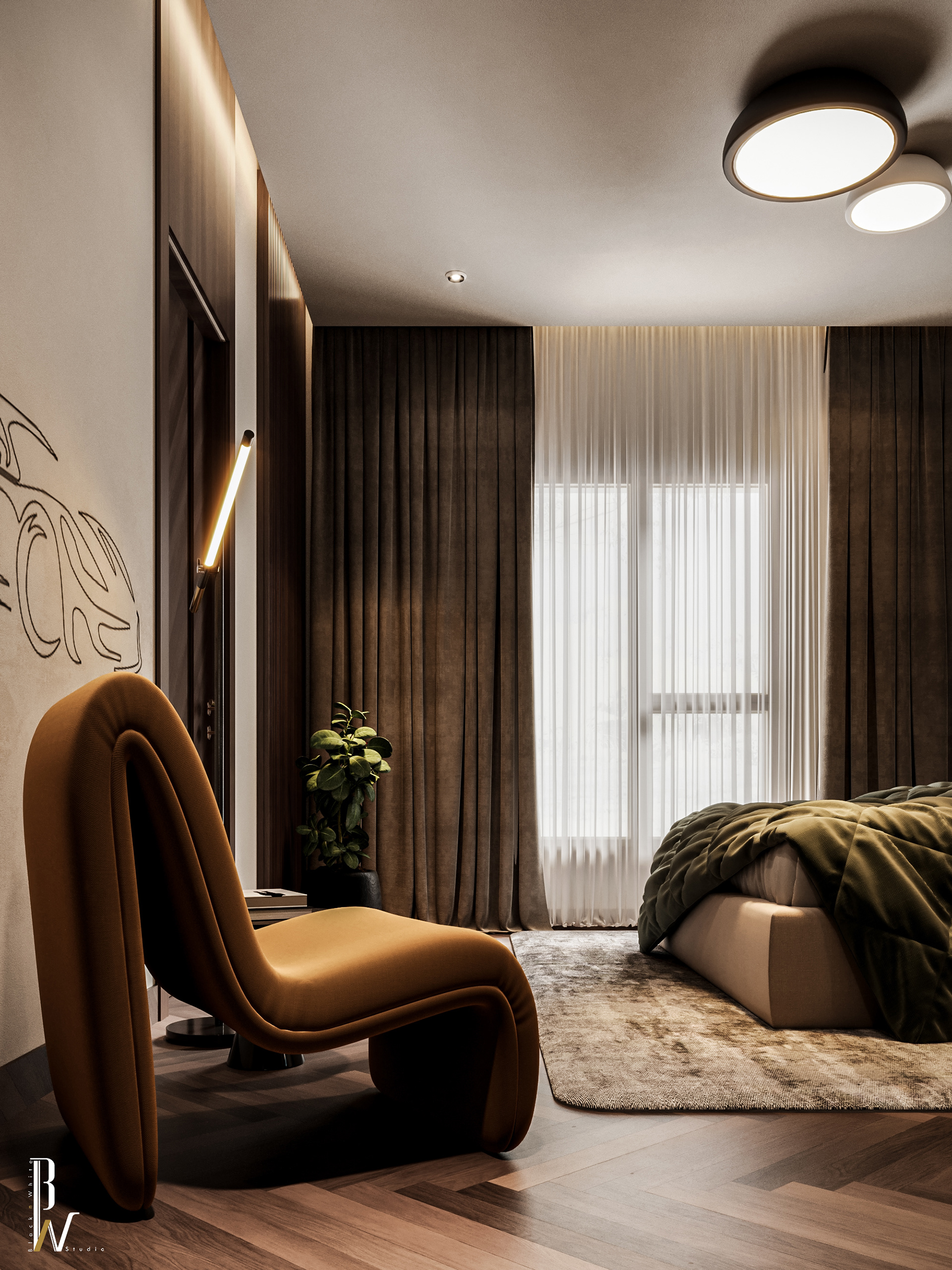 男孩卧室设计丨Black N White-2