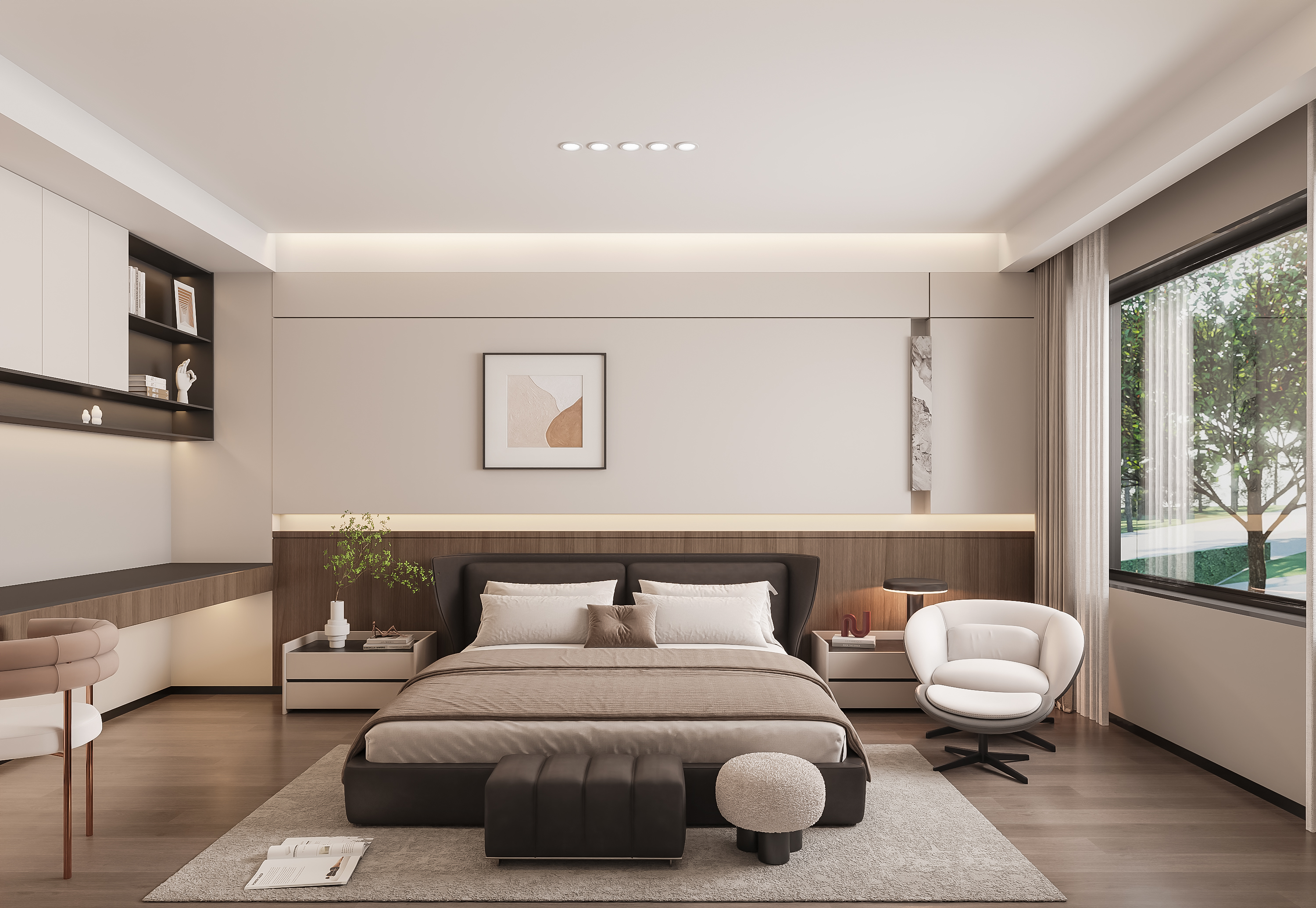 轻奢挑空别墅客餐厅效果图表现-4