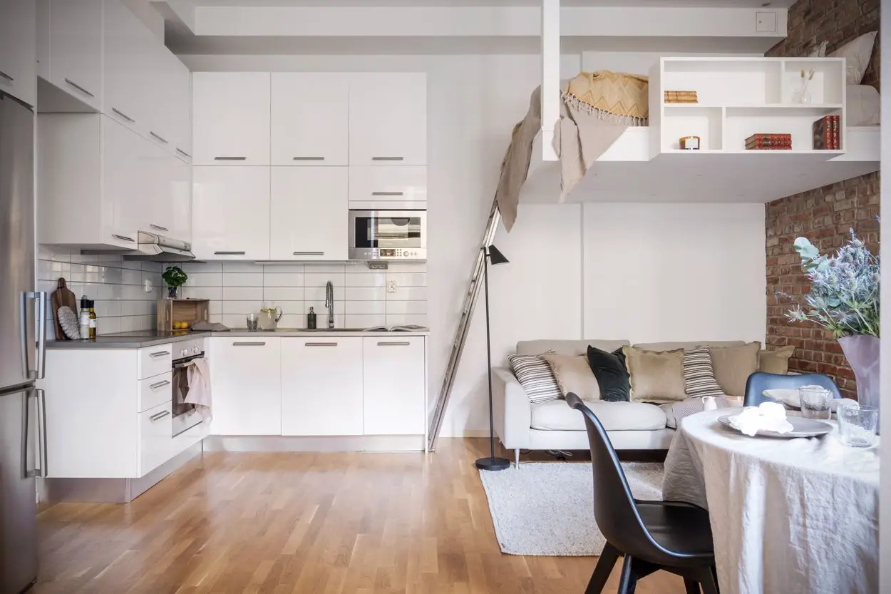 32 平米瑞典风格公寓，高空间利用，复古砖墙为亮点-2