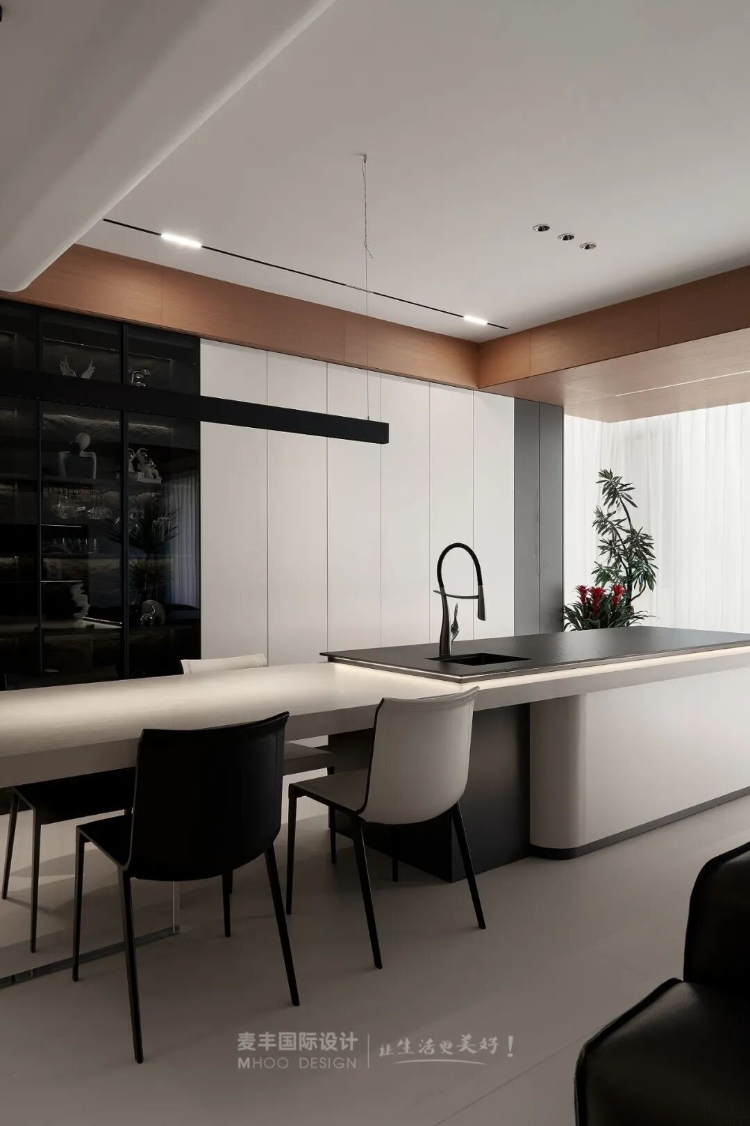 MHOO|禧瑞江南200㎡现代风：每一处留白都盛着生活的诗意-35