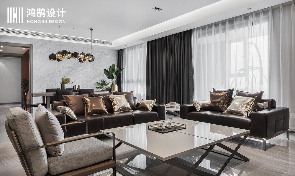 鸿鹄设计上海轻奢平层,精致细节呈现品质生活-6