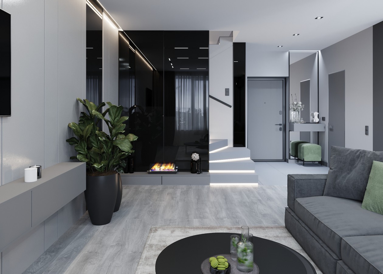 93㎡灰色系空间设计 演绎现代人的精致生活-4