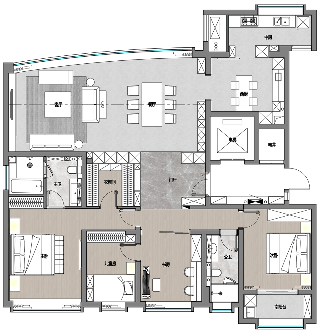 苏州水岸清华·瀚宫现代雅居设计丨中国苏州丨月和设计-99