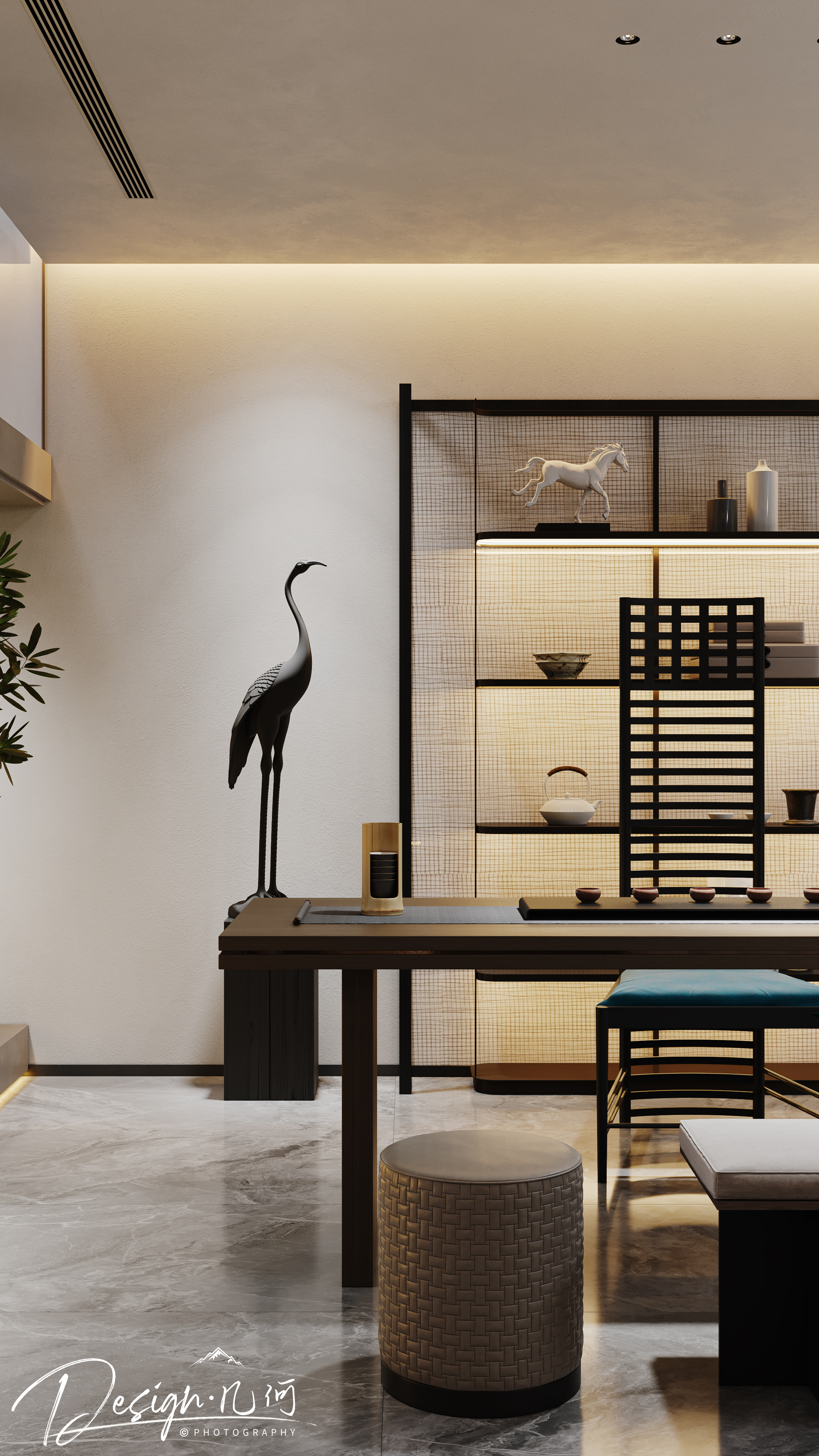 几何空间视觉表现 | 琥珀山庄现代地下室-12