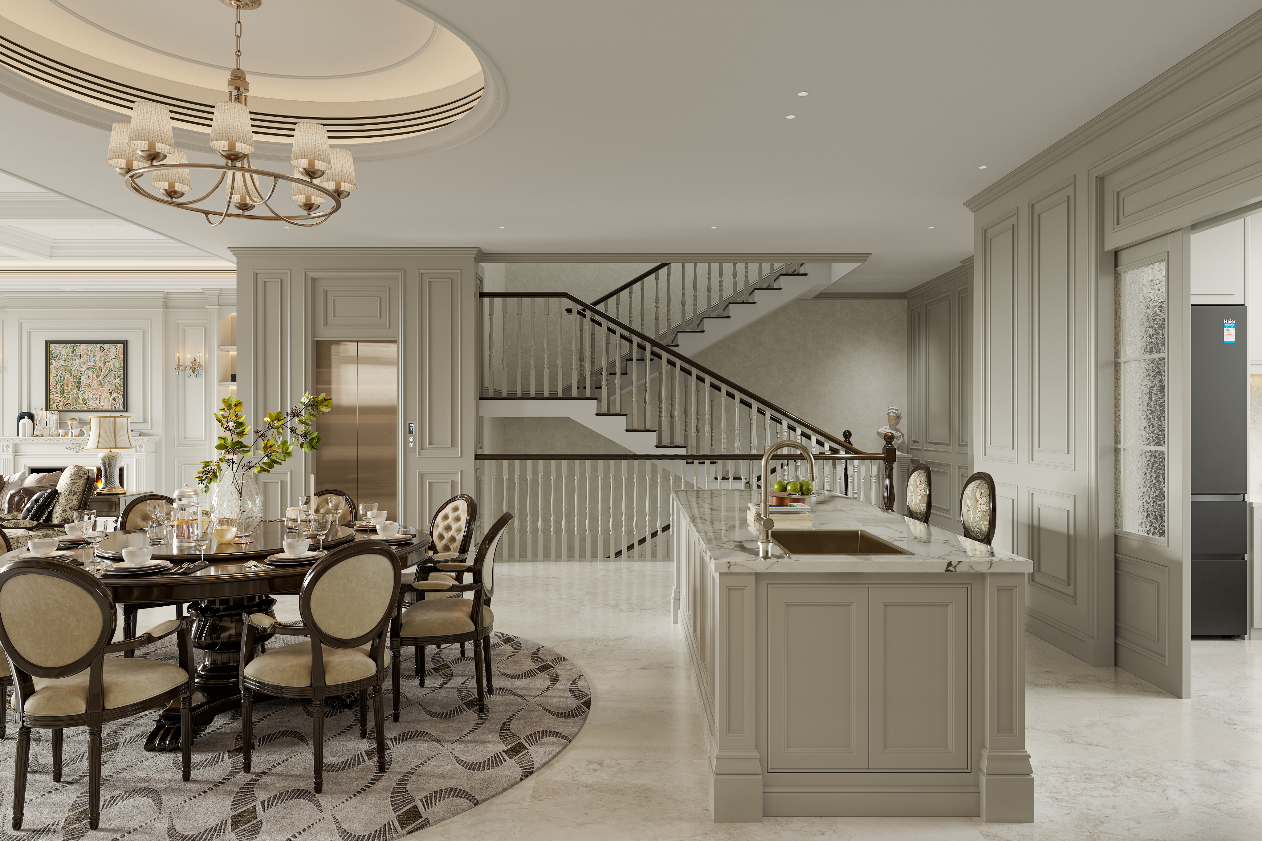 美式别墅  美式客厅-6