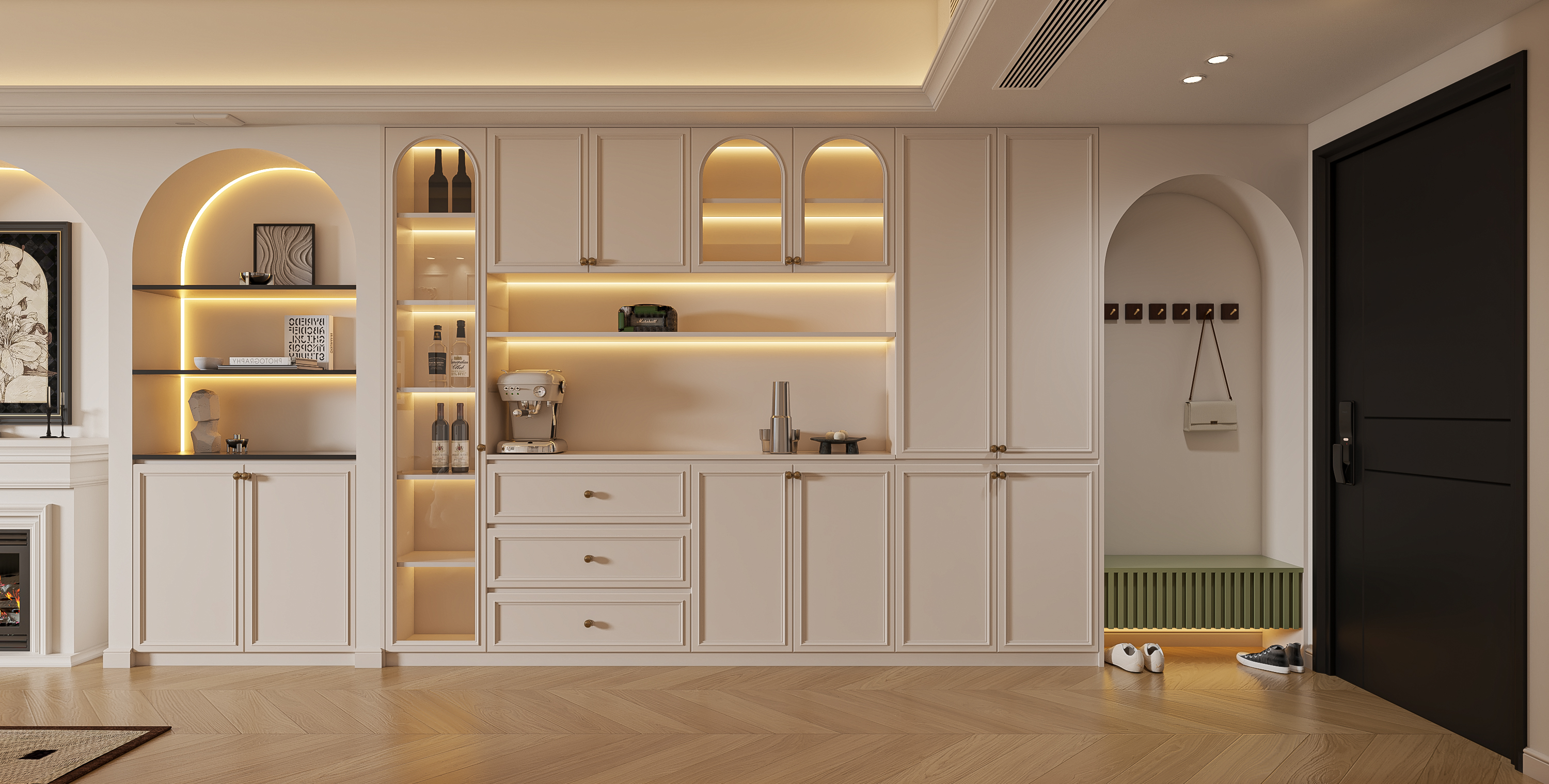 法式奶油客餐厅厨房—择木创建新晨效果图-2