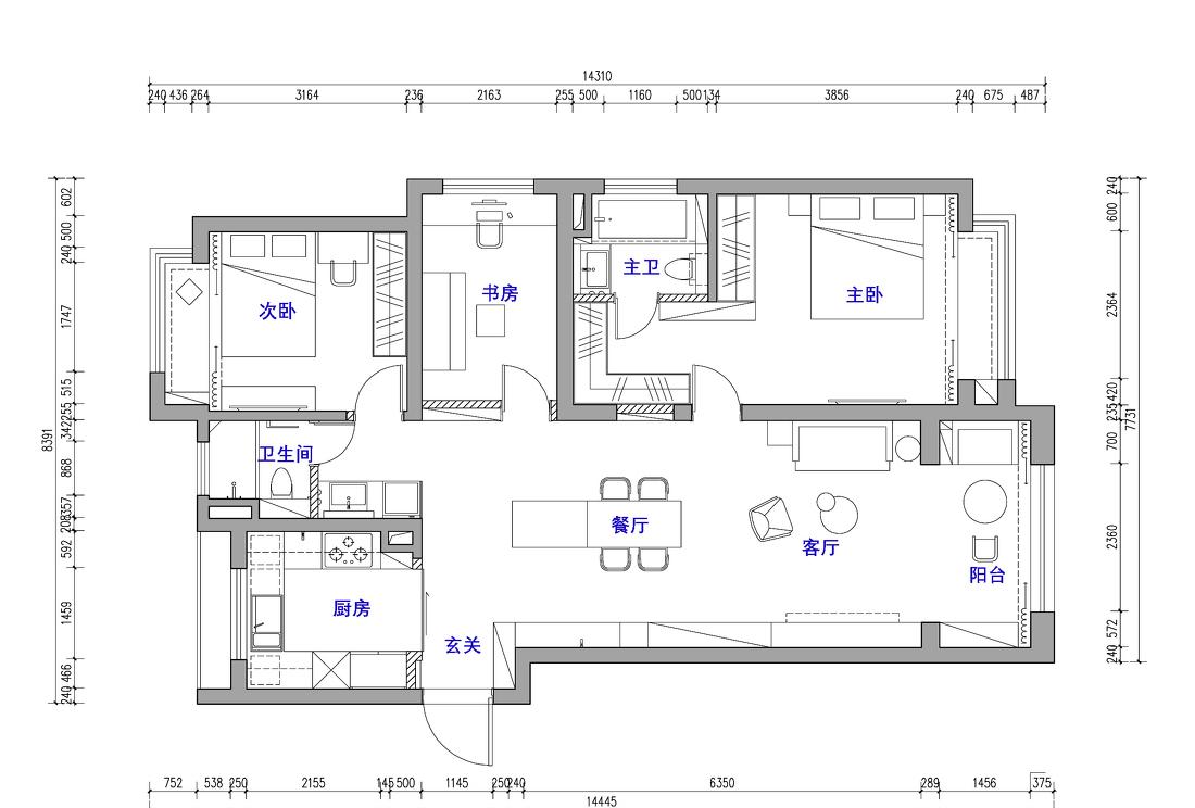 蓝色住宅 · 现代简约风格的空间改造-2