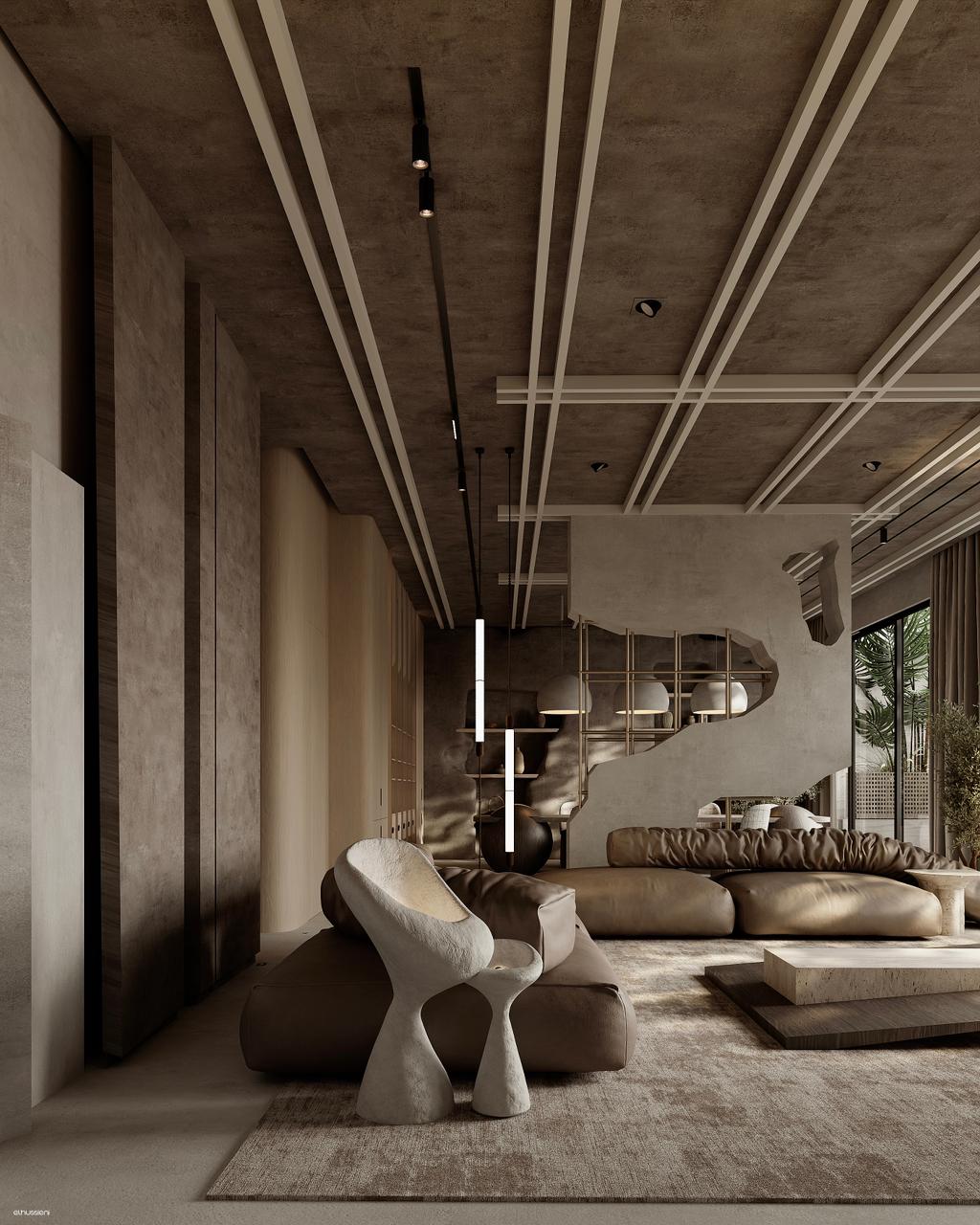 Modern Luxury Living & Dining Interior Design-0