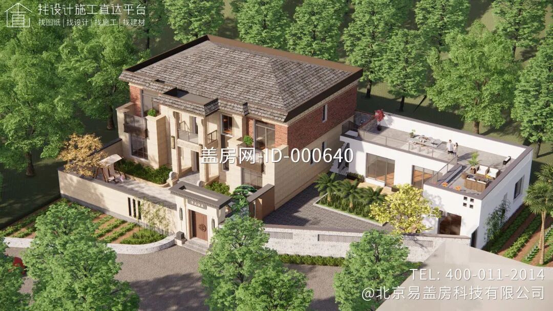 【设计师案例】土建参考造价85万，面宽16m×进深12.9m北京密云二层新中式别墅-32