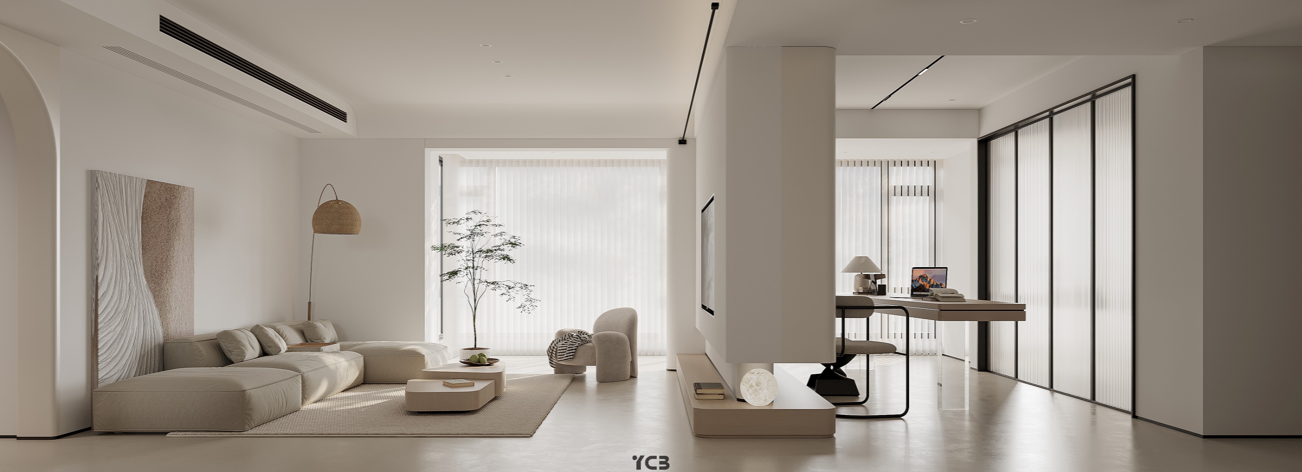 现代简约慢时光客厅空间丨几何建设-7